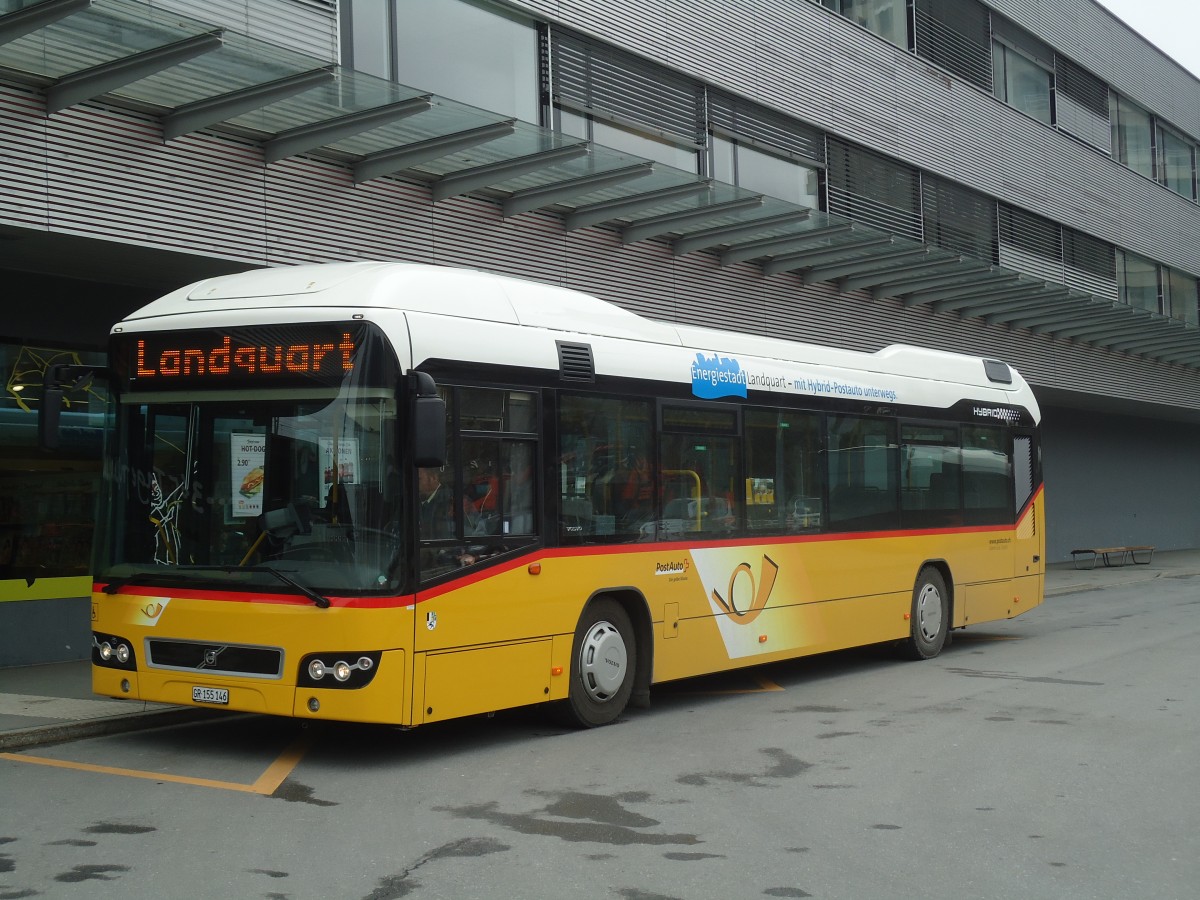 (137'935) - Luk, Grsch - GR 155'146 - Volvo am 5. Mrz 2012 beim Bahnhof Landquart