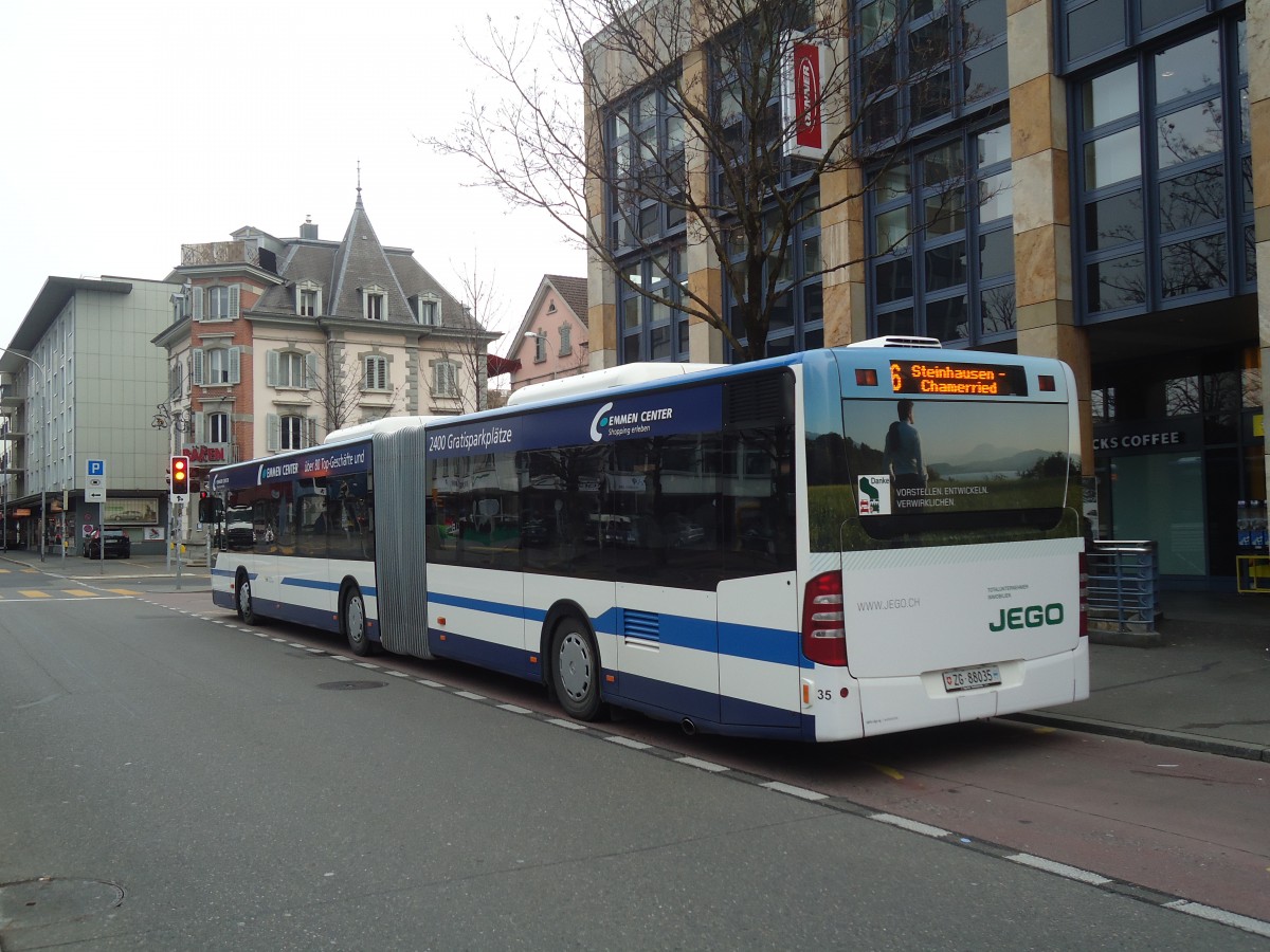 (138'012) - ZVB Zug - Nr. 35/ZG 88'035 - Mercedes am 6. Mrz 2012 in Zug, Metalli