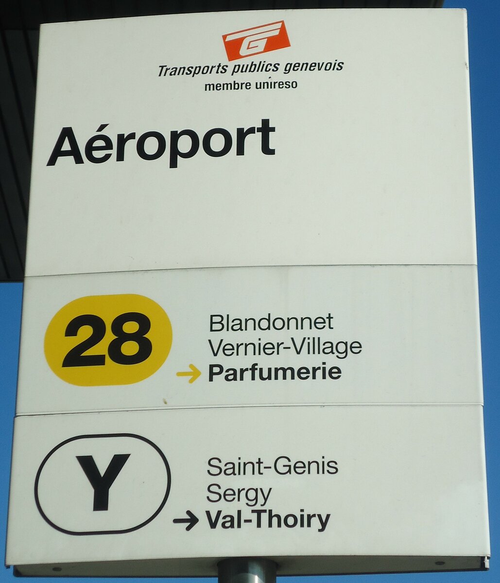 (138'248) - TG-Haltestellenschild - Genve, Aroport - am 9. Mrz 2012