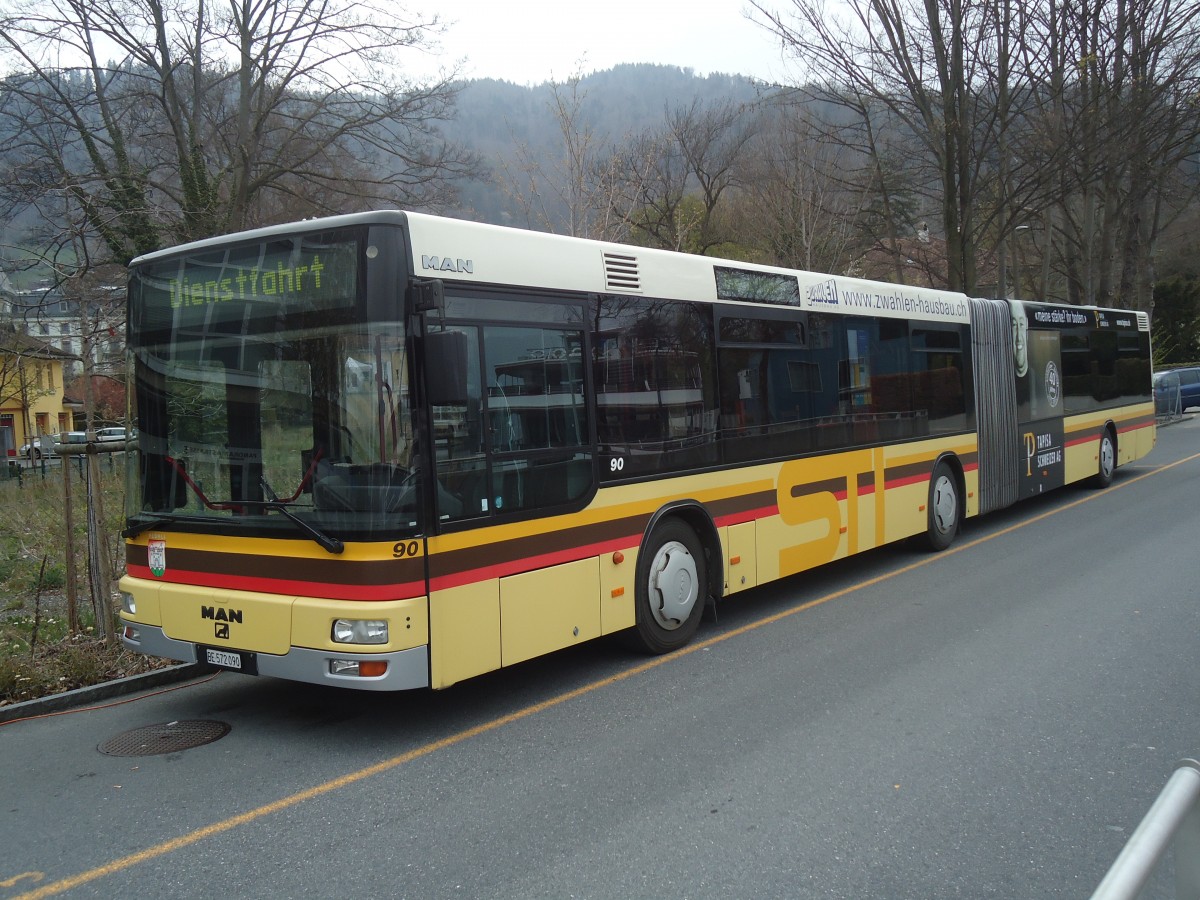 (138'526) - STI Thun - Nr. 90/BE 572'090 - MAN am 14. April 2012 bei der Schifflndte Thun