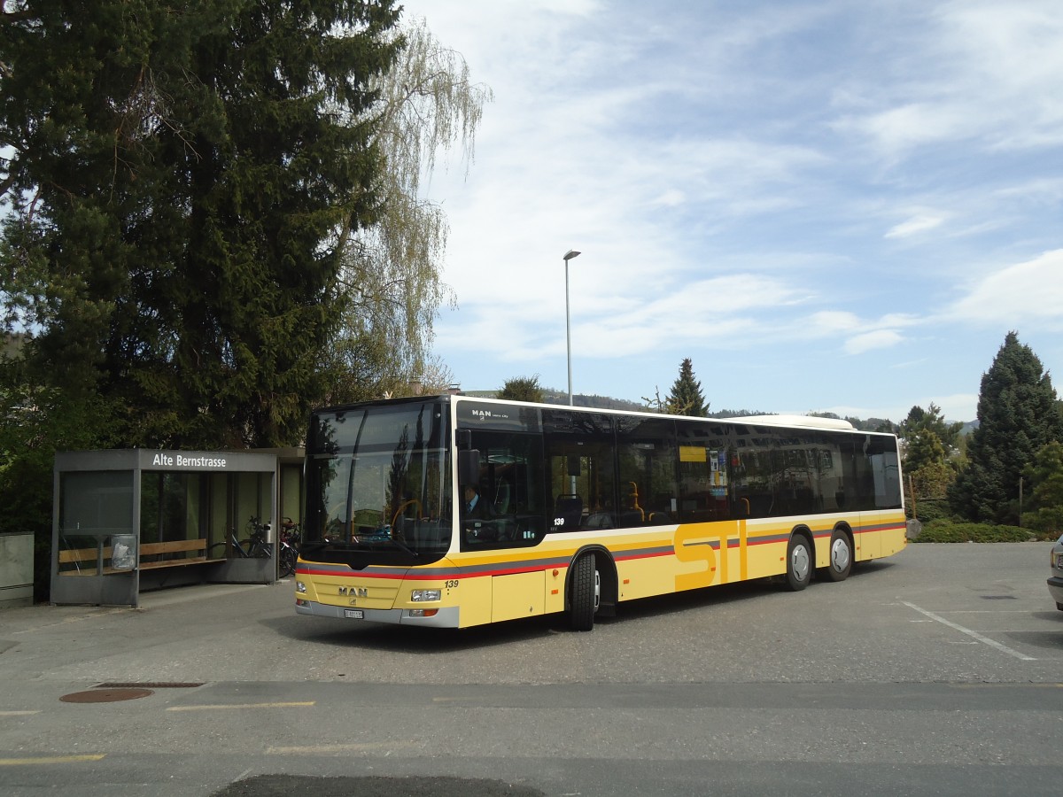 (138'583) - STI Thun - Nr. 139/BE 801'139 - MAN am 28. April 2012 in Steffisburg, Alte Bernstrasse