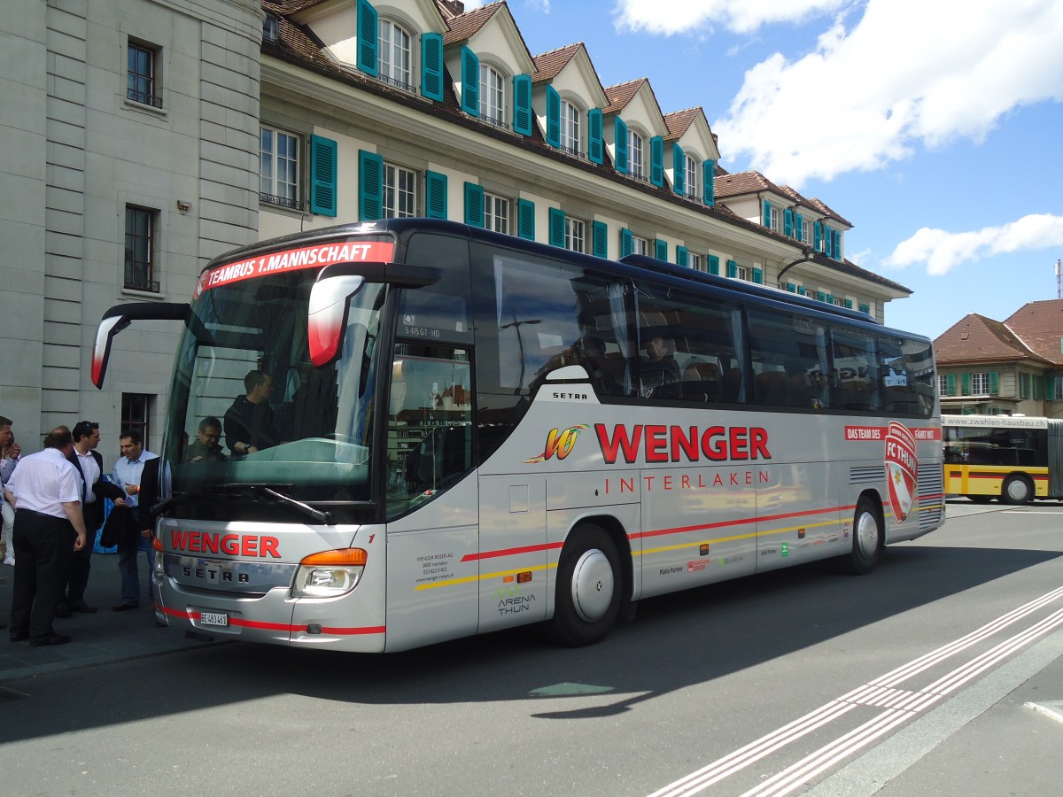 (138'586) - Wenger, Interlaken - Nr. 1/BE 483'461 - Setra am 29. April 2012 beim Bahnhof Thun