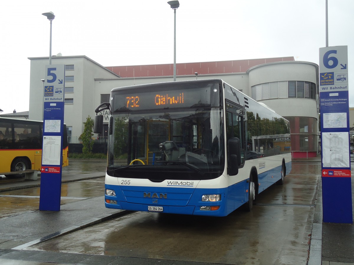 (138'812) - WilMobil, Wil - Nr. 255/SG 364'164 - MAN am 16. Mai 2012 beim Bahnhof Wil