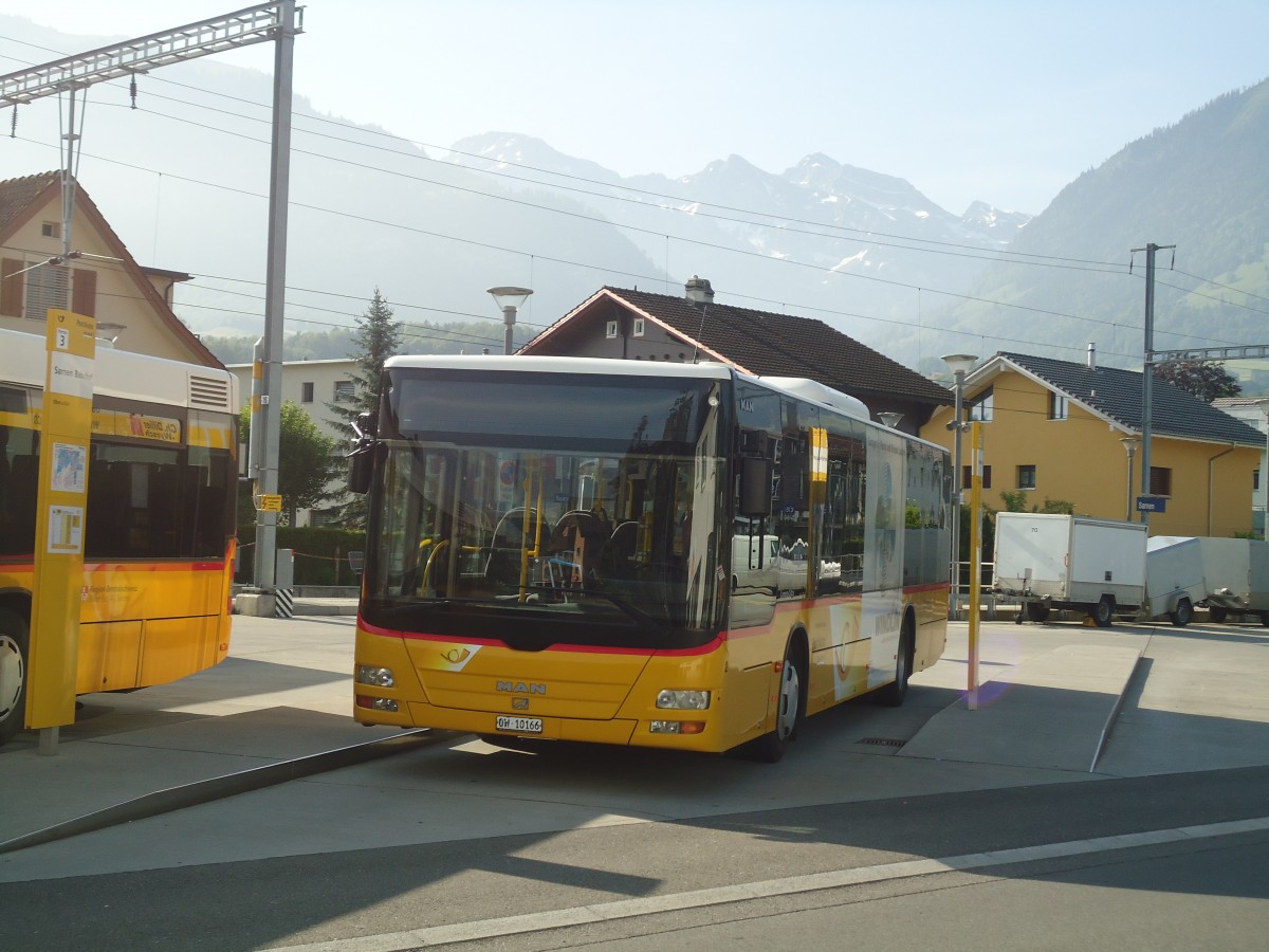 (139'198) - Dillier, Sarnen - Nr. 2/OW 10'166 - MAN am 2. Juni 2012 beim Bahnhof Sarnen