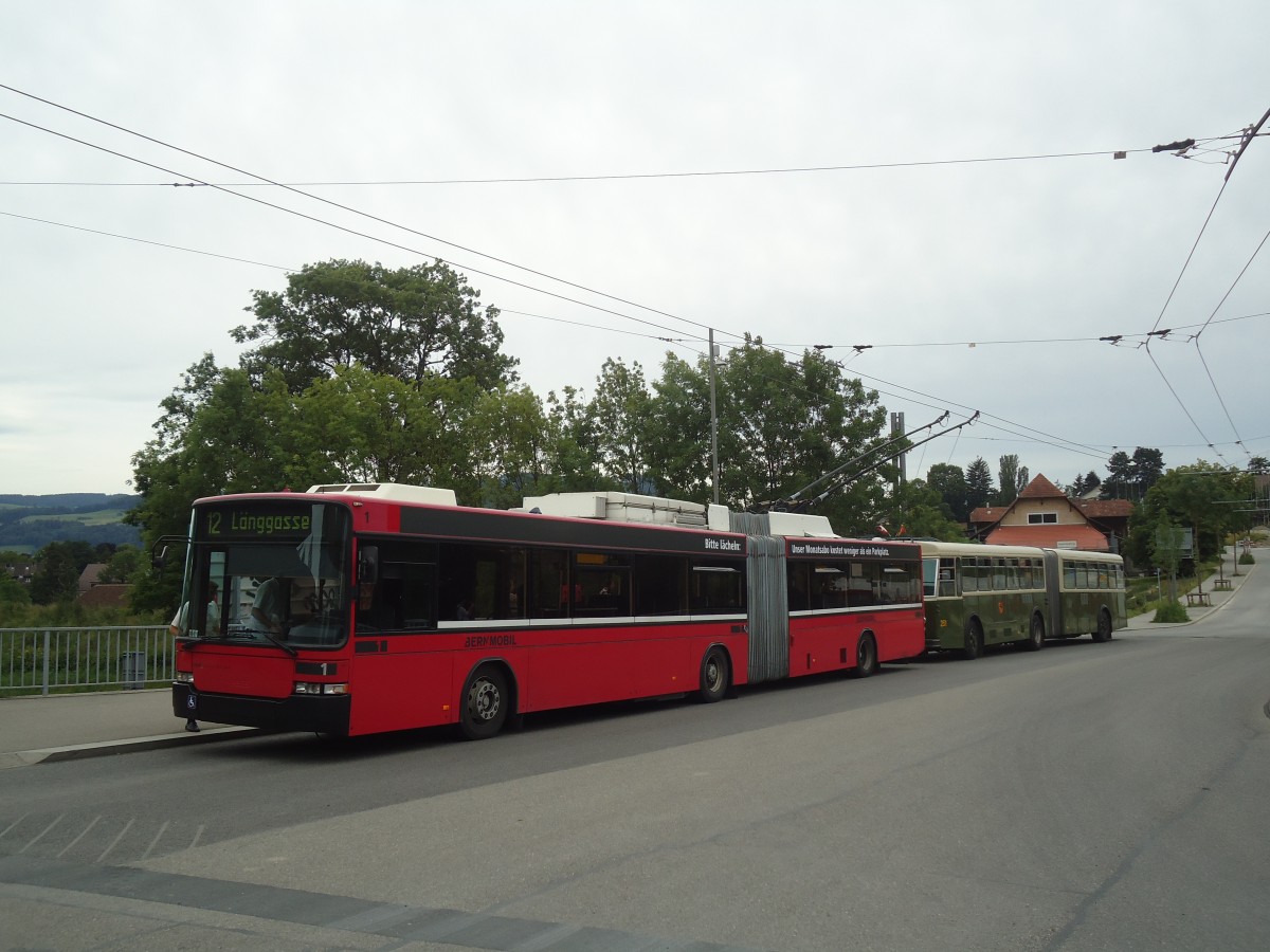 (140'126) - Bernmobil, Bern - Nr. 1 - NAW/Hess Gelenktrolleybus am 24. Juni 2012 in Bern, Zentrum Paul Klee