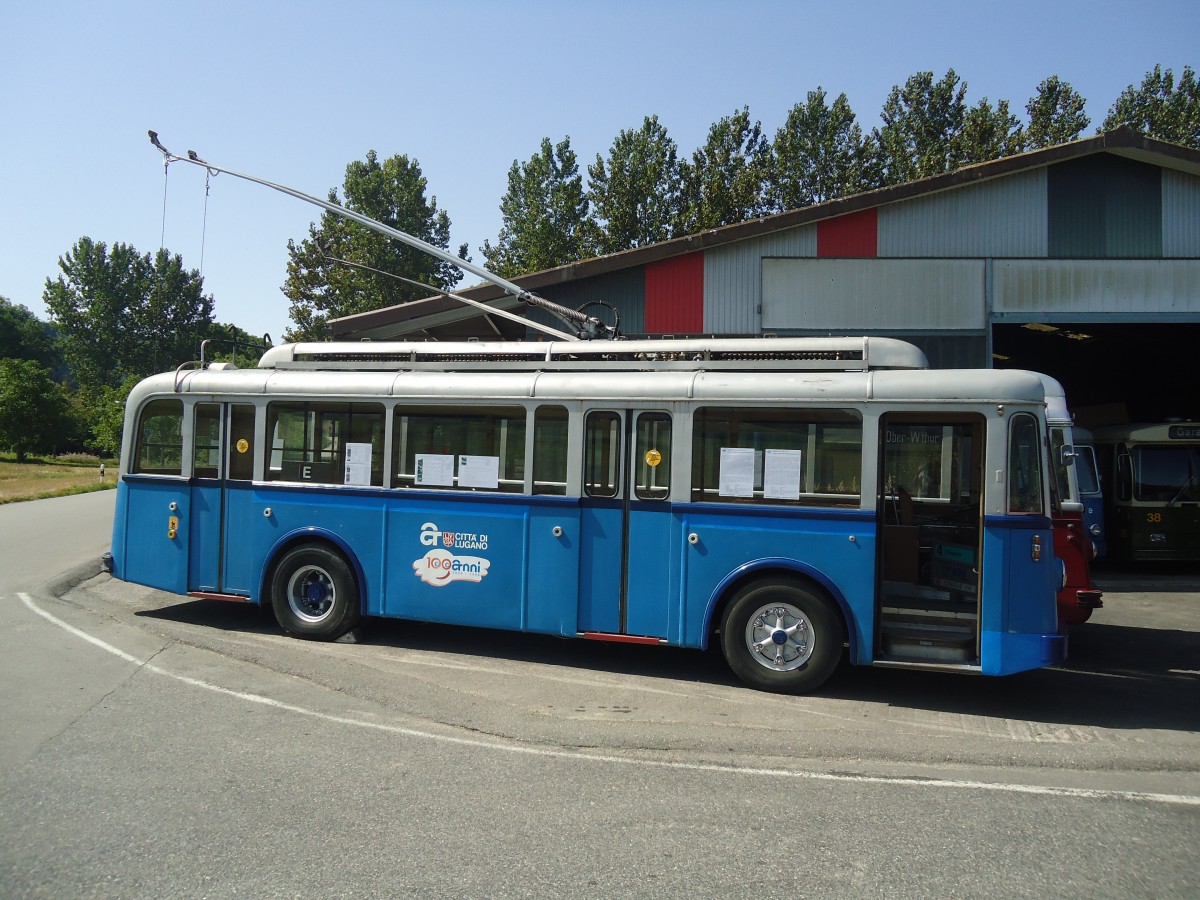 (141'286) - ACT Lugano (TVS) - Nr. 101 - FBW/R&J Trolleybus (ex Nr. 1) am 19. August 2012 in Yvonand, Halle TVS