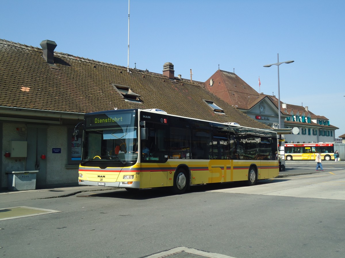 (141'369) - STI Thun - Nr. 118/BE 700'118 - MAN am 20. August 2012 beim Bahnhof Thun