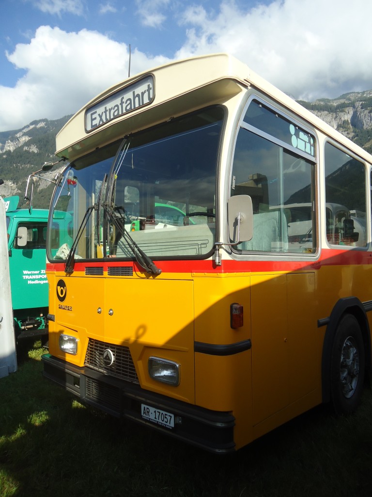 (141'602) - Osthues, Teufen - Nr. 15/AR 17'057 - Saurer-Leyland/Hess (ex AVG Grindelwald Nr. 15; ex RhV Altsttten Nr. 42) am 15. September 2012 in Chur, Waffenplatz (Teilaufnahme)