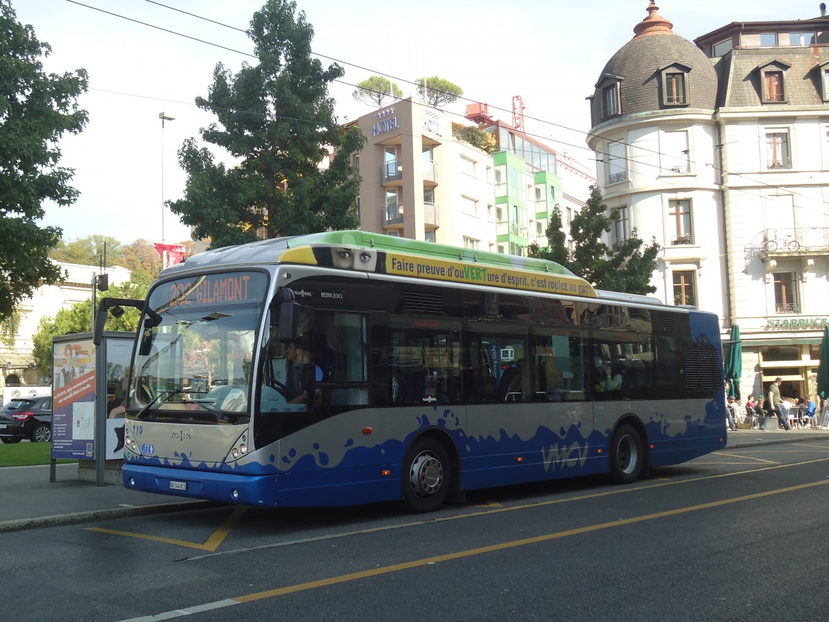 (141'852) - VMCV Clarens - Nr. 110/VD 144'825 - Van Hool am 23. September 2012 beim Bahnhof Vevey