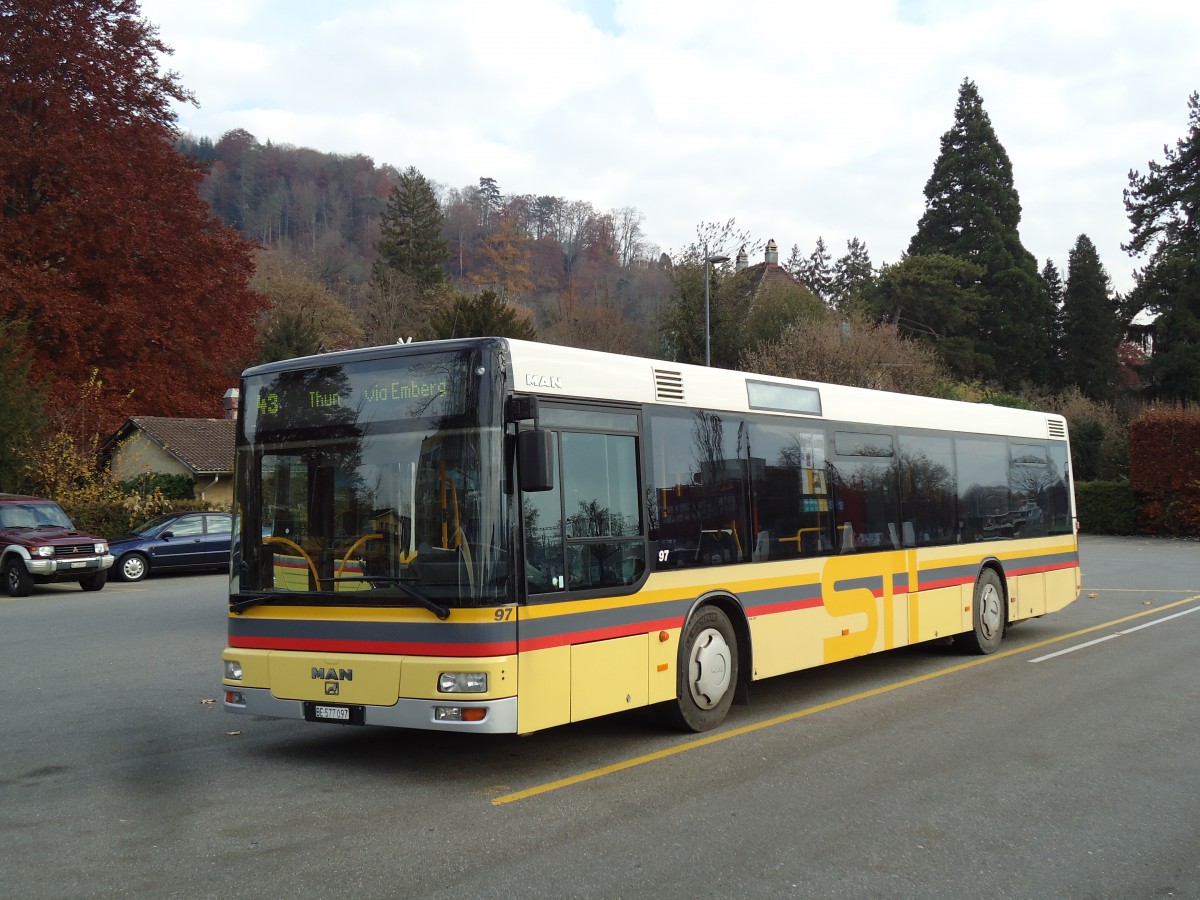 (142'238) - STI Thun - Nr. 97/BE 577'097 - MAN am 22. November 2012 bei der Schifflndte Thun