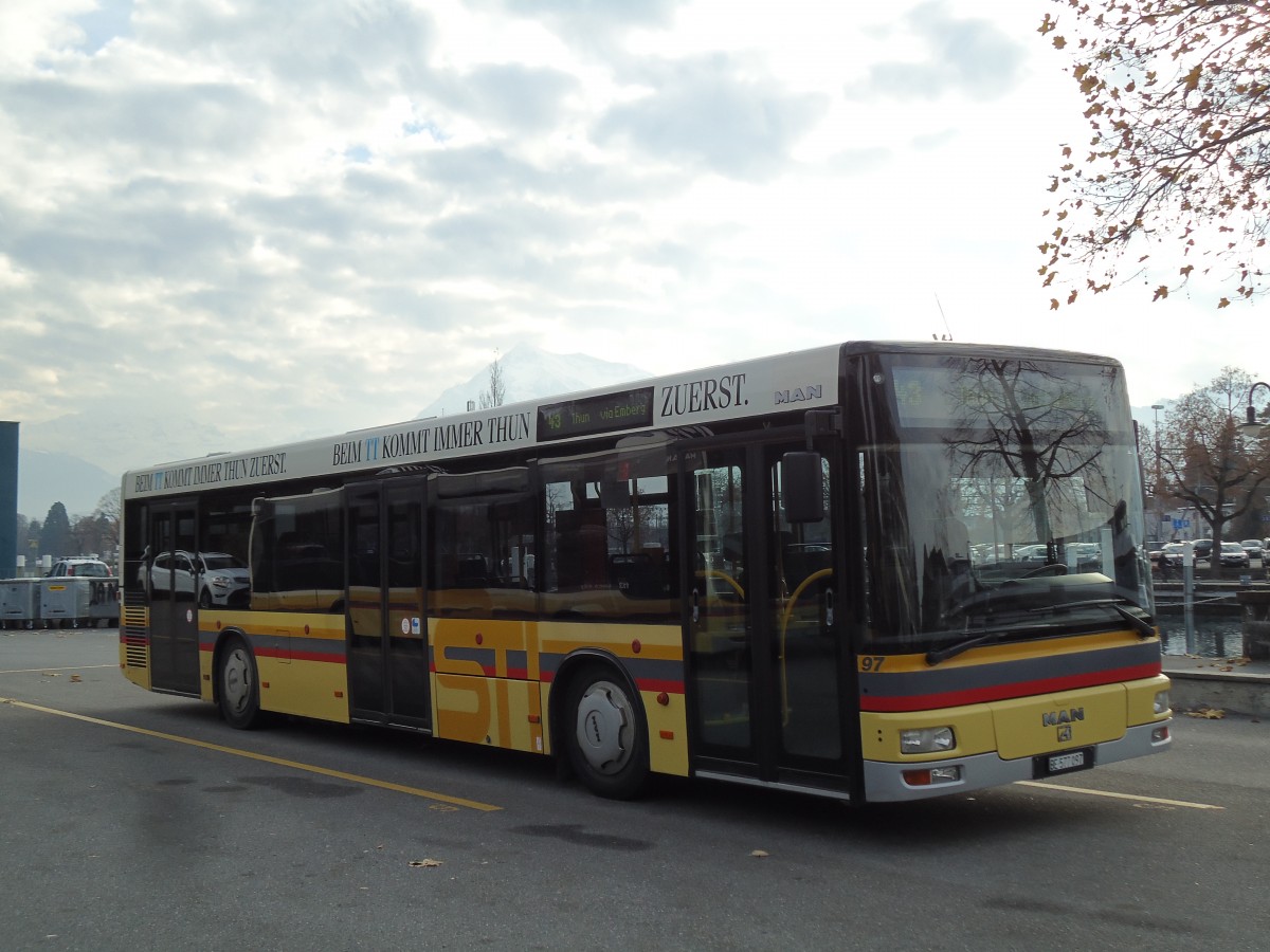 (142'242) - STI Thun - Nr. 97/BE 577'097 - MAN am 22. November 2012 bei der Schifflndte Thun