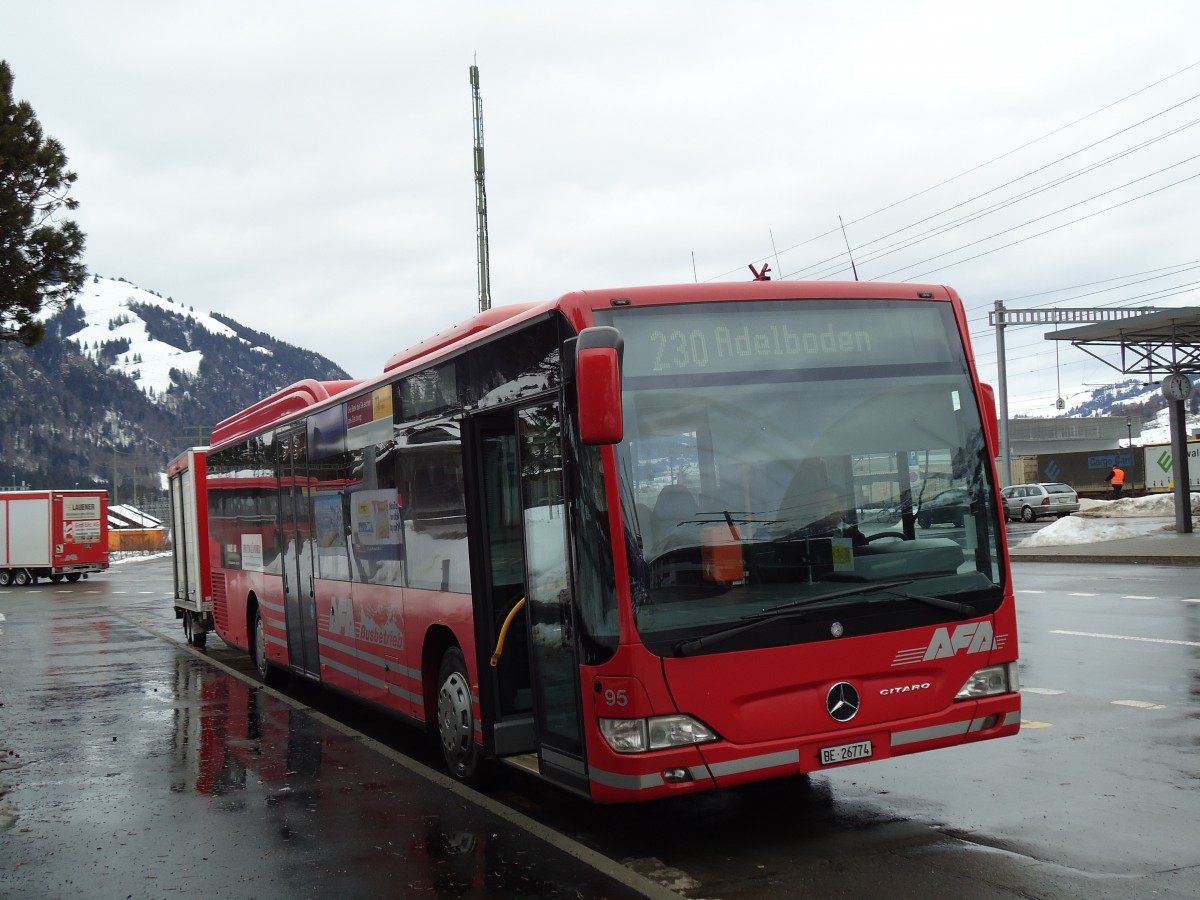 (142'543) - AFA Adelboden - Nr. 95/BE 26'774 - Mercedes am 16. Dezember 2012 beim Bahnhof Frutigen