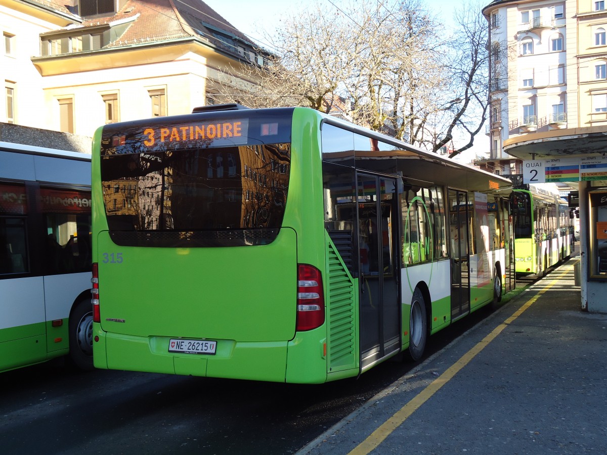 (142'760) - transN, La Chaux-de-Fonds - Nr. 315/NE 26'215 - Mercedes (ex TRN La Chaux-de-Fonds Nr. 315) am 29. Dezember 2012 beim Bahnhof La Chaux-de-Fonds