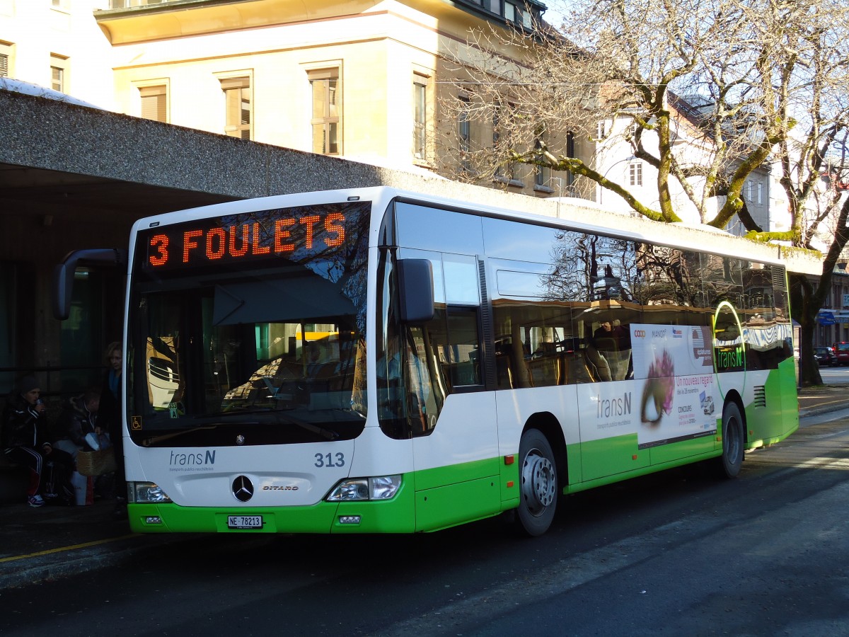 (142'766) - transN, La Chaux-de-Fonds - Nr. 313/NE 78'213 - Mercedes (ex TRN La Chaux-de-Fonds Nr. 313) am 29. Dezember 2012 beim Bahnhof La Chaux-de-Fonds