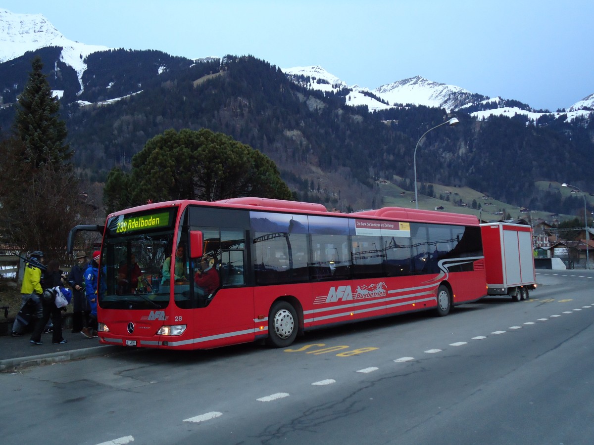 (142'860) - AFA Adelboden - Nr. 28/BE 43'089 - Mercedes am 1. Januar 2013 beim Bahnhof Frutigen