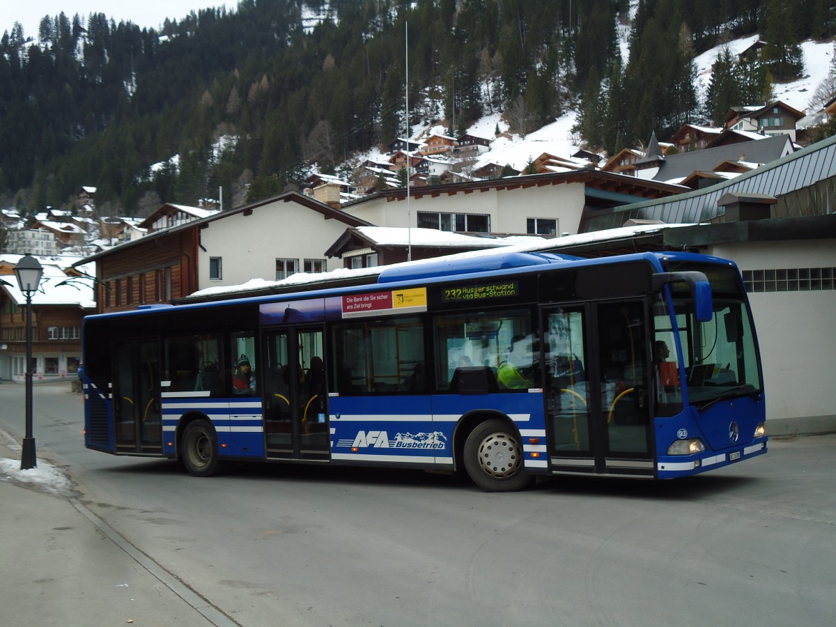 (142'877) - AFA Adelboden - Nr. 93/BE 26'705 - Mercedes (ex Nr. 5) am 1. Januar 2013 beim Autobahnhof Adelboden