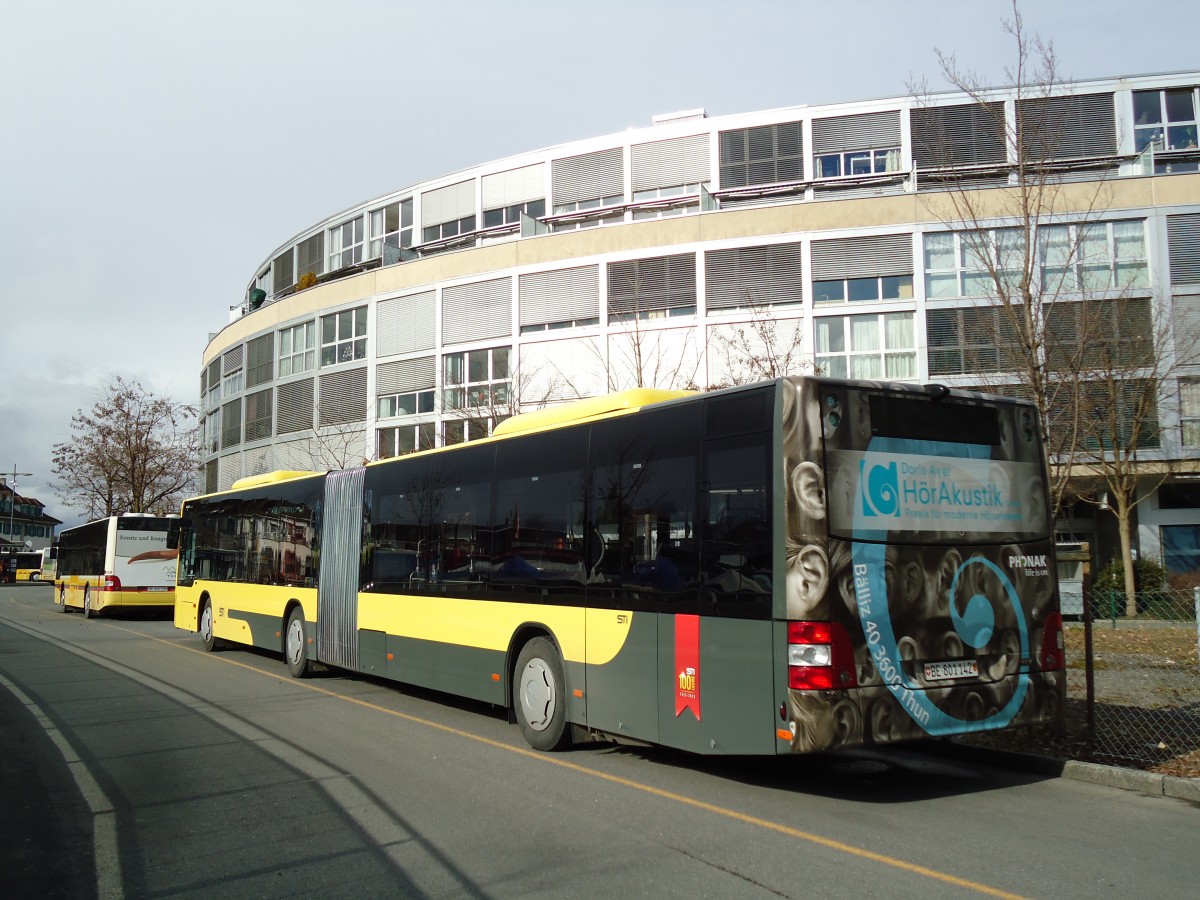 (143'172) - STI Thun - Nr. 142/BE 801'142 - MAN am 5. Februar 2013 bei der Schifflndte Thun