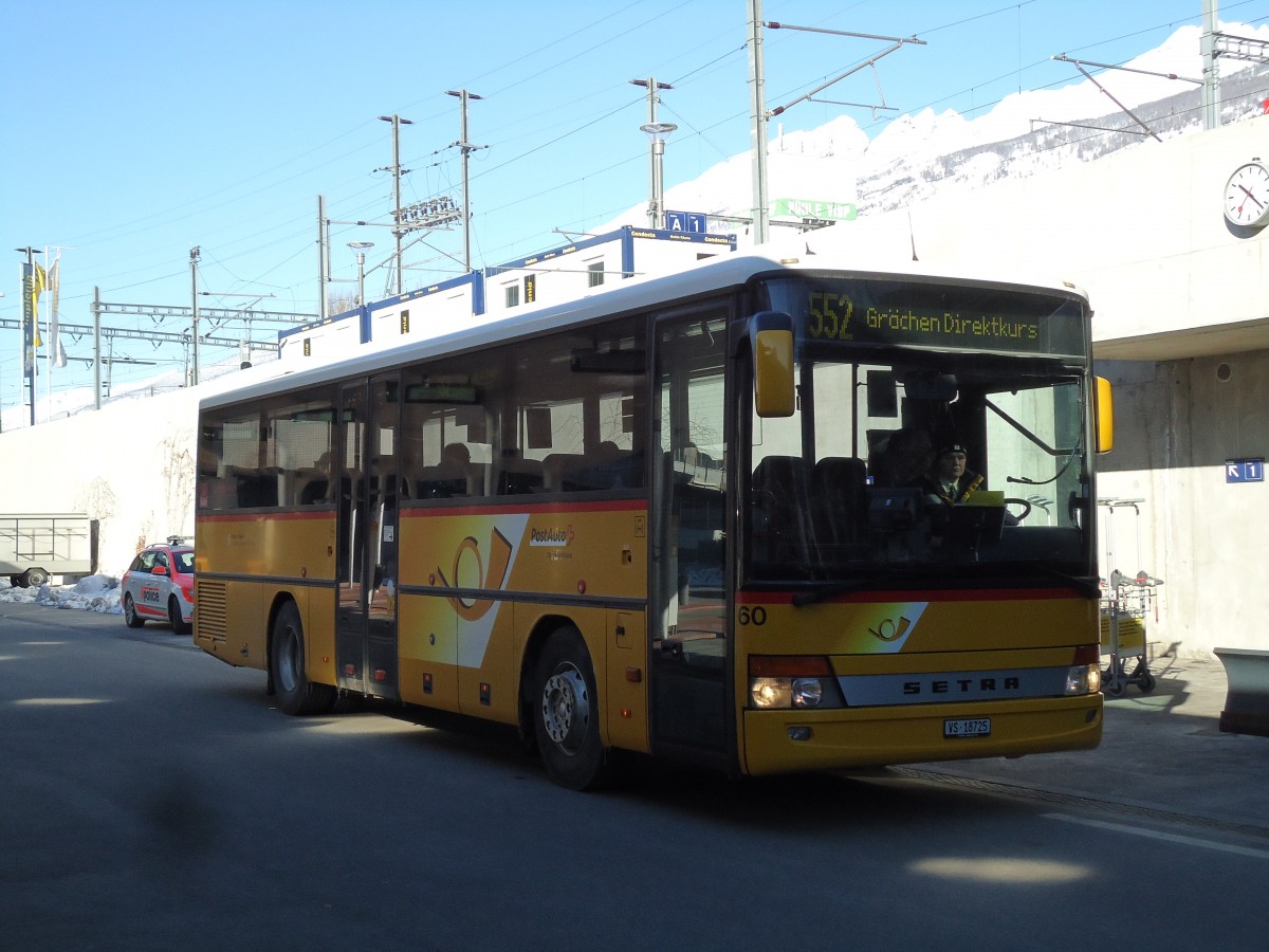 (143'183) - Zerzuben, Visp-Eyholz - Nr. 60/VS 18'725 - Setra am 10. Februar 2013 beim Bahnhof Visp