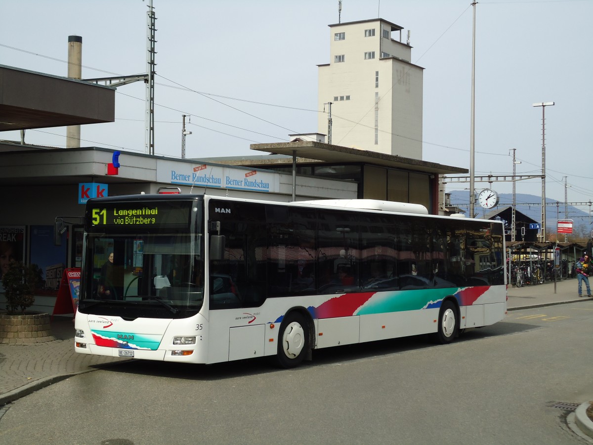 (143'491) - ASm Langenthal - Nr. 35/BE 26'712 - MAN am 16. Mrz 2013 beim Bahnhof Herzogenbuchsee