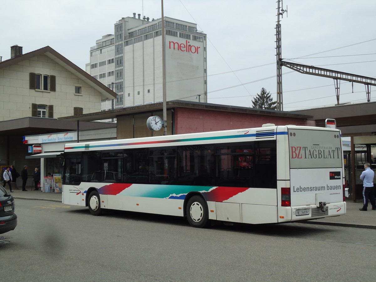 (143'557) - ASm Langenthal - Nr. 13/BE 236'839 - MAN am 23. Mrz 2013 beim Bahnhof Herzogenbuchsee