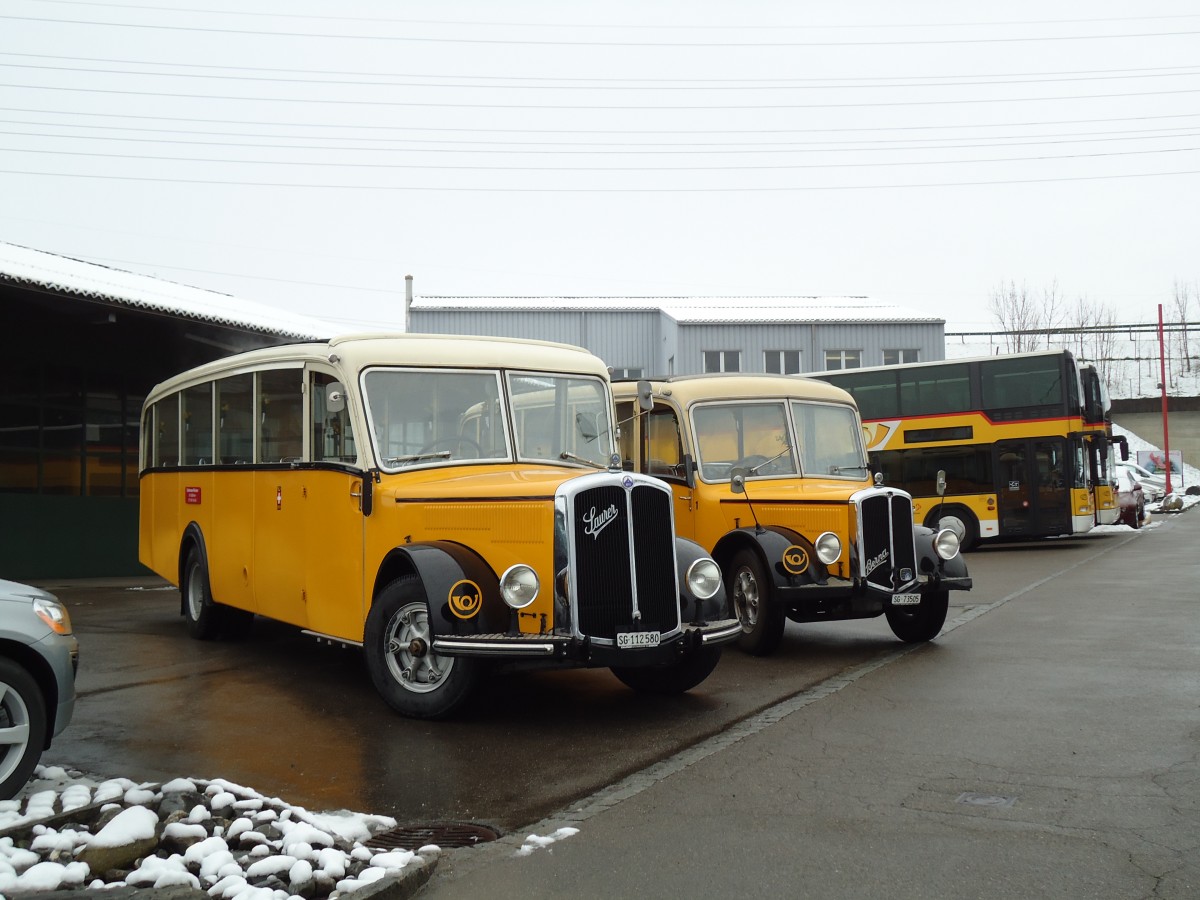 (143'691) - Baumgartner, Horn - Nr. 4/SG 112'580 - Saurer/Saurer (ex Nr. 2; ex Mckli, Basadingen; ex Diverse Besitzer; ex OAK Wangen a.A. Nr. 10; ex P 23'082; ex P 2134) am 20. April 2013 in Goldach, Garage Schwizer