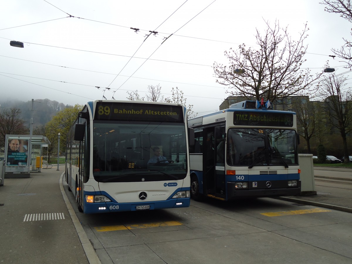 (143'796) - VBZ Zrich - Nr. 608/ZH 745'608 - Mercedes am 21. April 2013 in Zrich, Strassenverkehrsamt