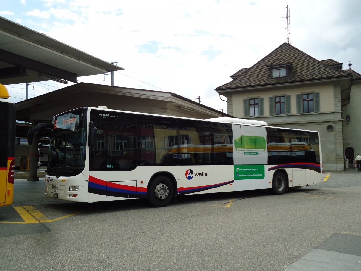 (143'983) - Voegtlin-Meyer, Brugg - Nr. 113/AG 17'778 - MAN am 9. Mai 2013 beim Bahnhof Brugg