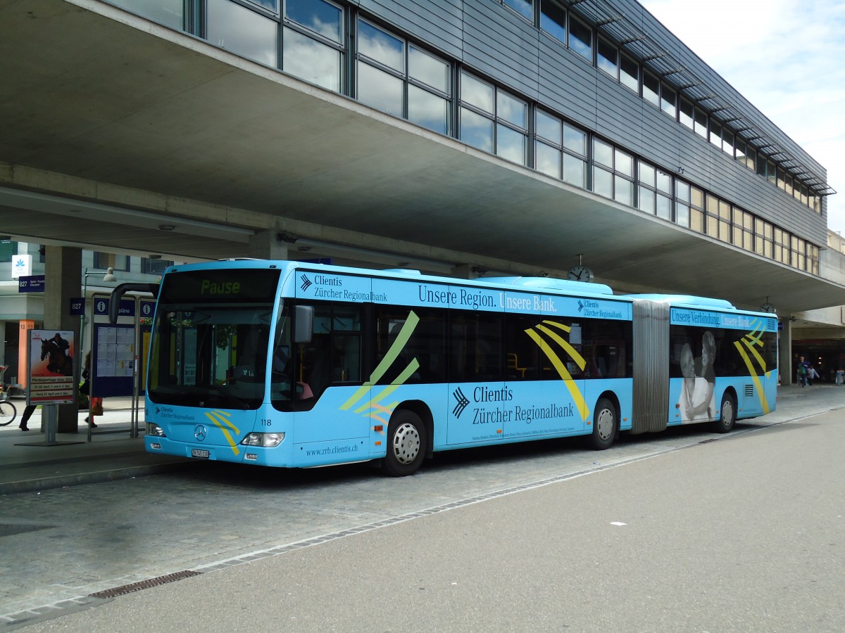 (144'422) - VZO Grningen - Nr. 118/ZH 745'118 - Mercedes am 20. Mai 2013 beim Bahnhof Uster