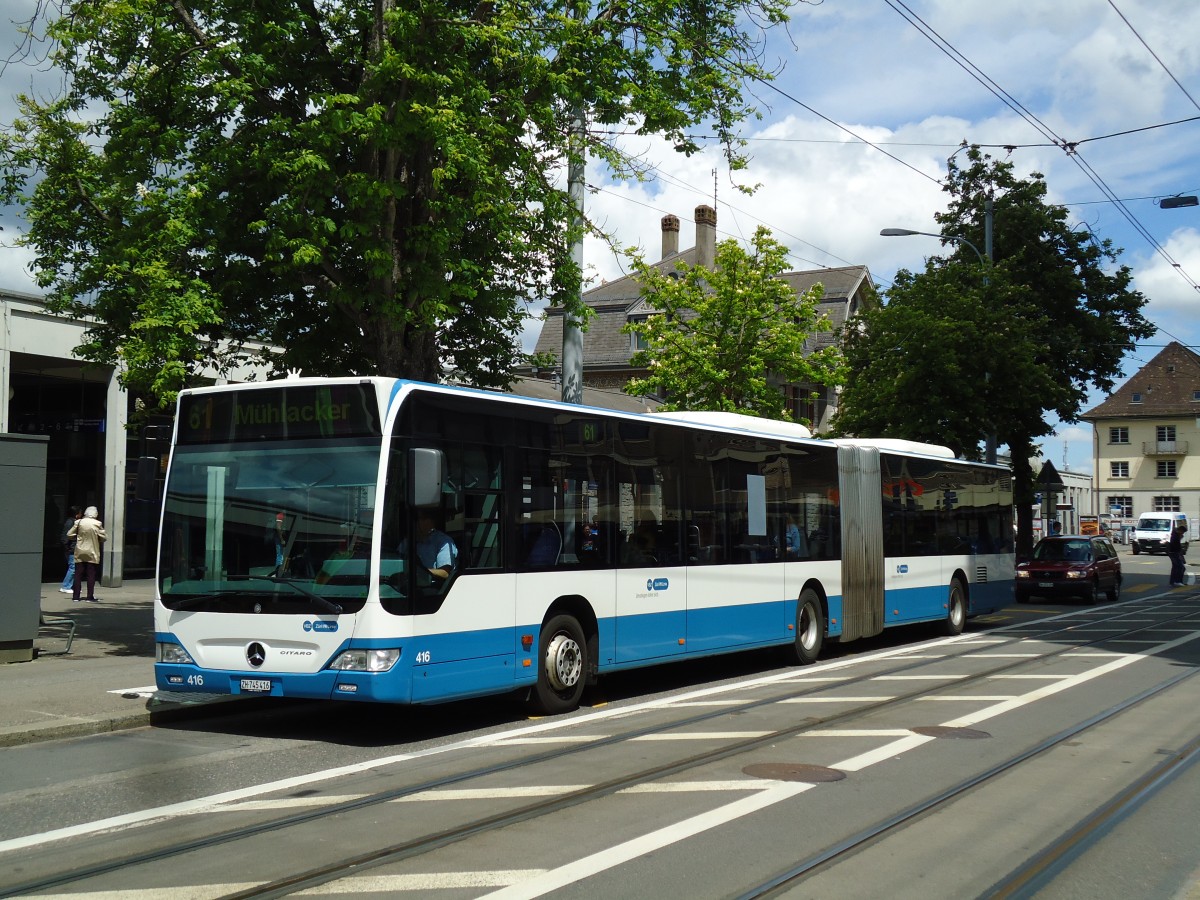 (144'439) - VBZ Zrich - Nr. 416/ZH 745'416 - Mercedes am 20. Mai 2013 beim Bahnhof Zrich-Oerlikon