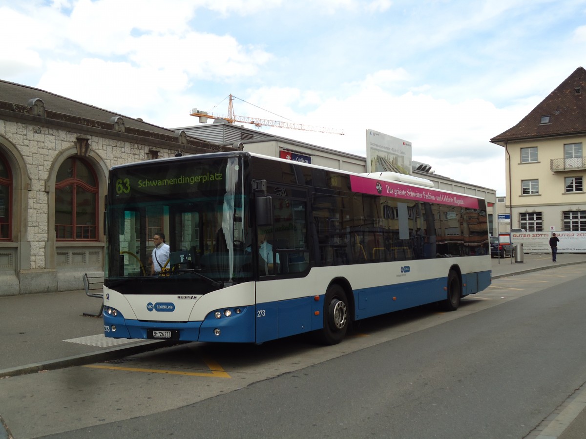 (144'445) - VBZ Zrich - Nr. 273/ZH 726'273 - Neoplan am 20. Mai 2013 beim Bahnhof Zrich-Oerlikon