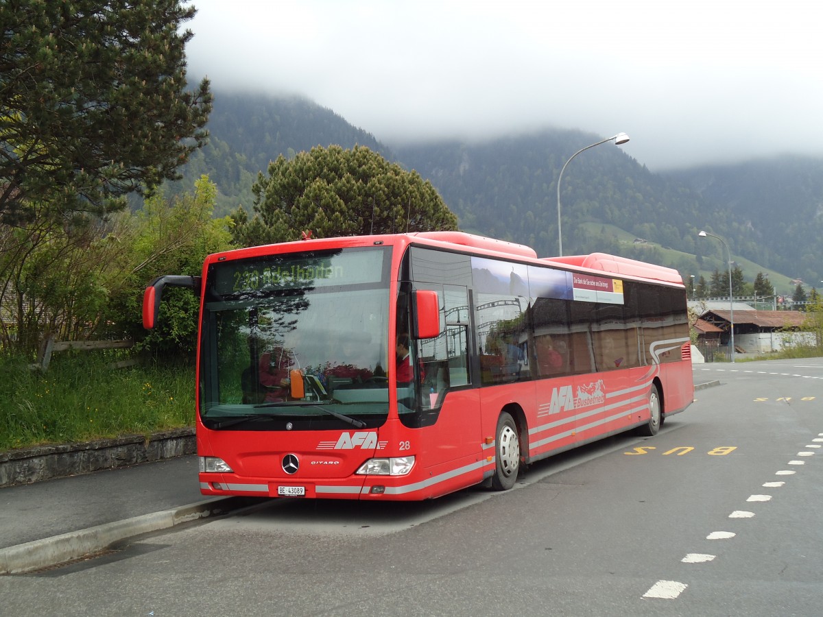 (144'528) - AFA Adelboden - Nr. 28/BE 43'089 - Mercedes am 25. Mai 2013 beim Bahnhof Frutigen