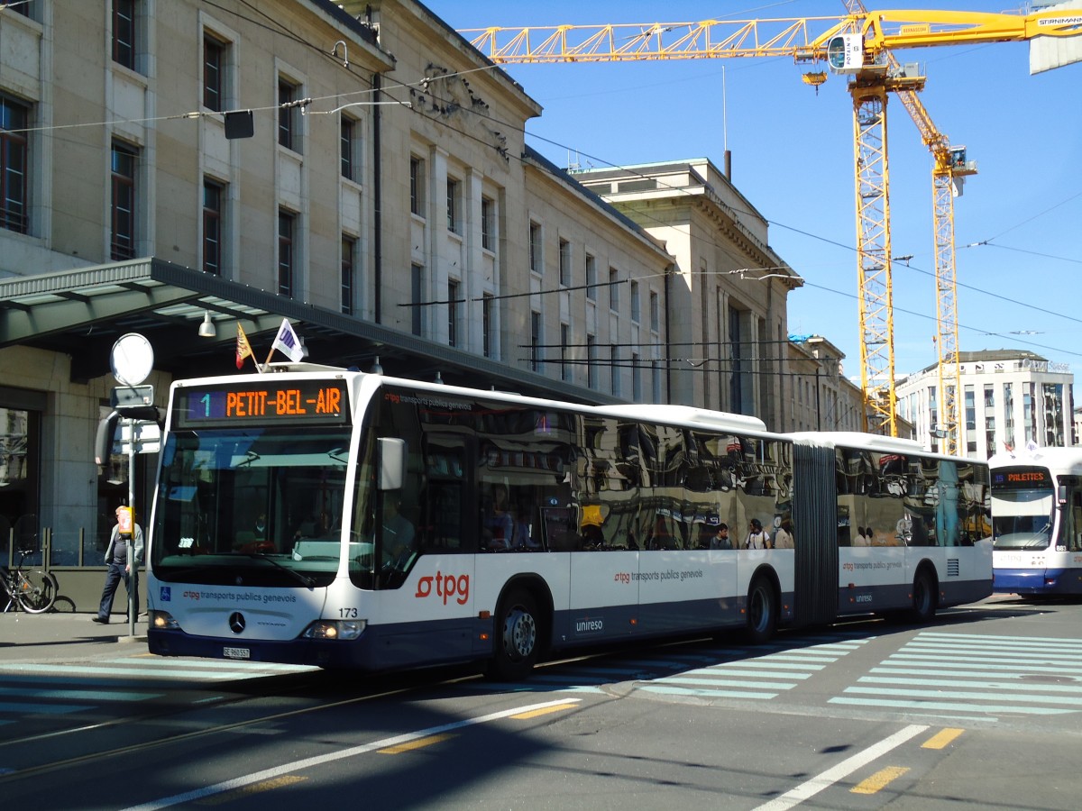 (144'725) - TPG Genve - Nr. 173/GE 960'557 - Mercedes am 27. Mai 2013 beim Bahnhof Genve