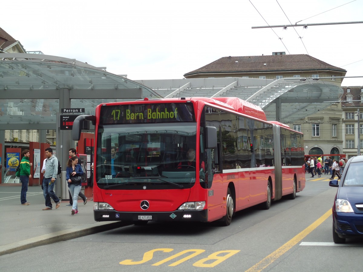 (144'887) - Bernmobil, Bern - Nr. 850/BE 671'850 - Mercedes am 9. Juni 2013 beim Bahnhof Bern