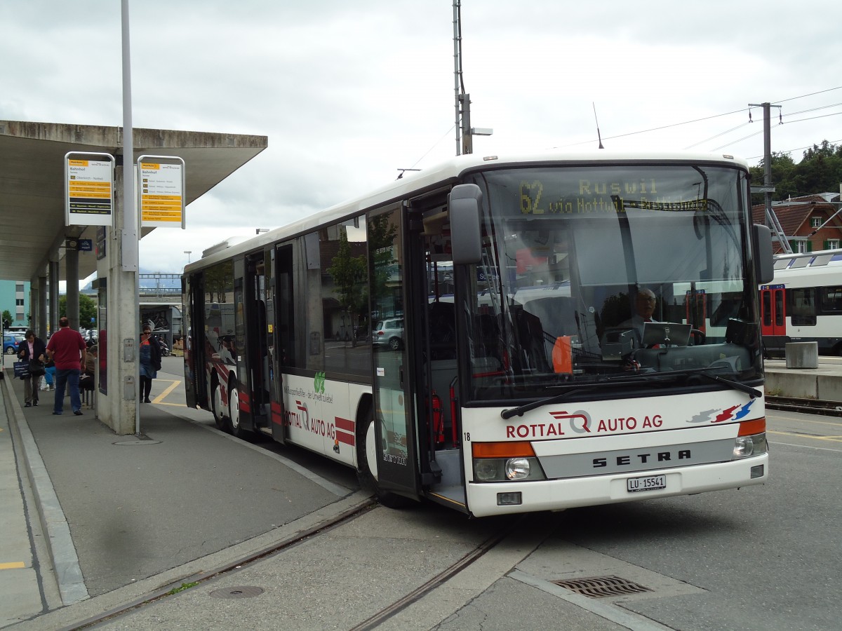 (144'927) - ARAG Ruswil - Nr. 18/LU 15'541 - Setra am 10. Juni 2013 beim Bahnhof Sursee