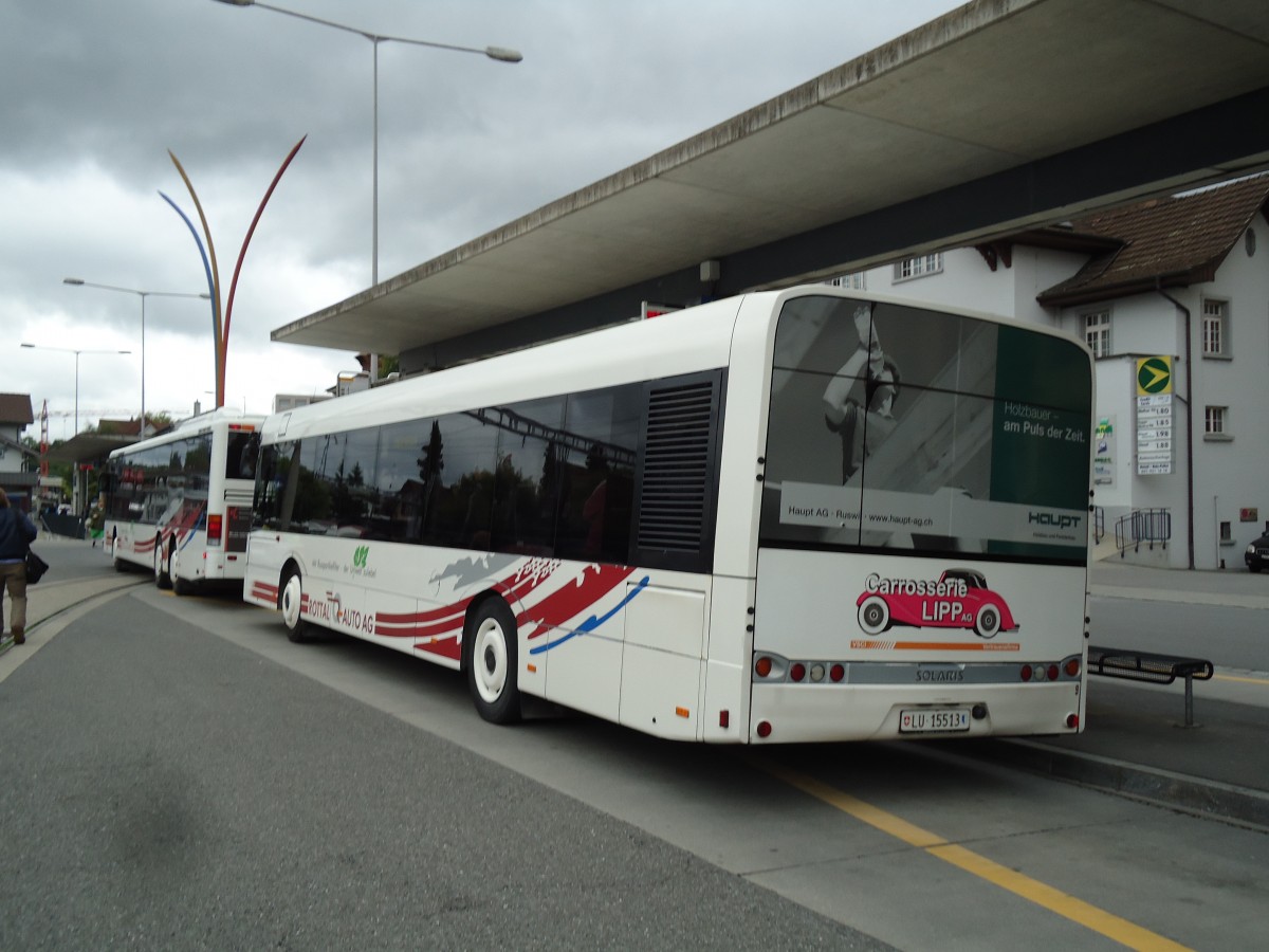 (144'929) - ARAG Ruswil - Nr. 9/LU 15'513 - Solaris am 10. Juni 2013 beim Bahnhof Sursee