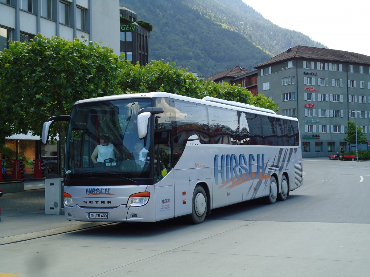 (145'225) - Aus Deutschland: Hirsch, Dinkelsbhl - AN-DR 400 - Setra am 17. Juni 2013 beim Bahnhof Chur