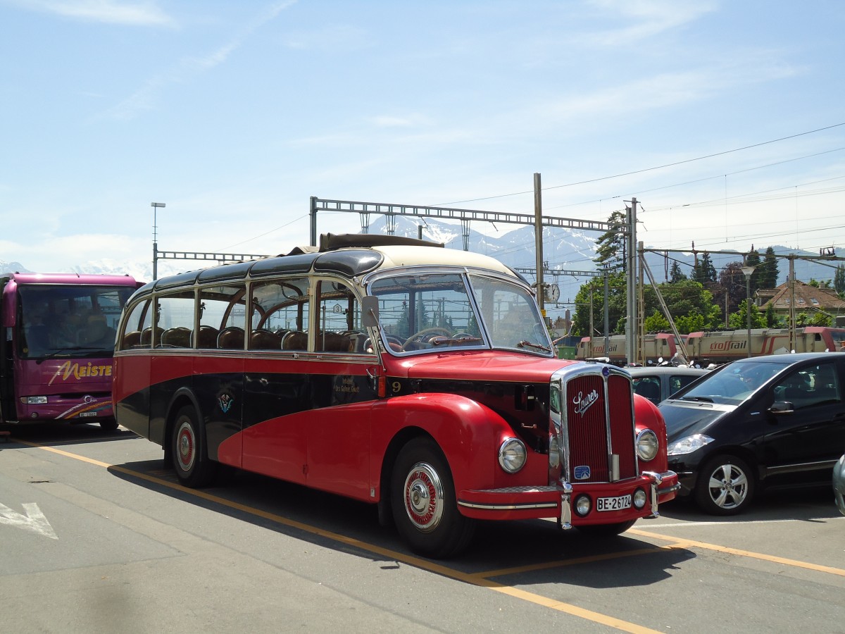 (145'284) - Gafner, Gwatt - Nr. 9/BE 26'724 - Saurer/R&J (ex ASKA Aeschi Nr. 9) am 19. Juni 2013 in Thun, CarTerminal