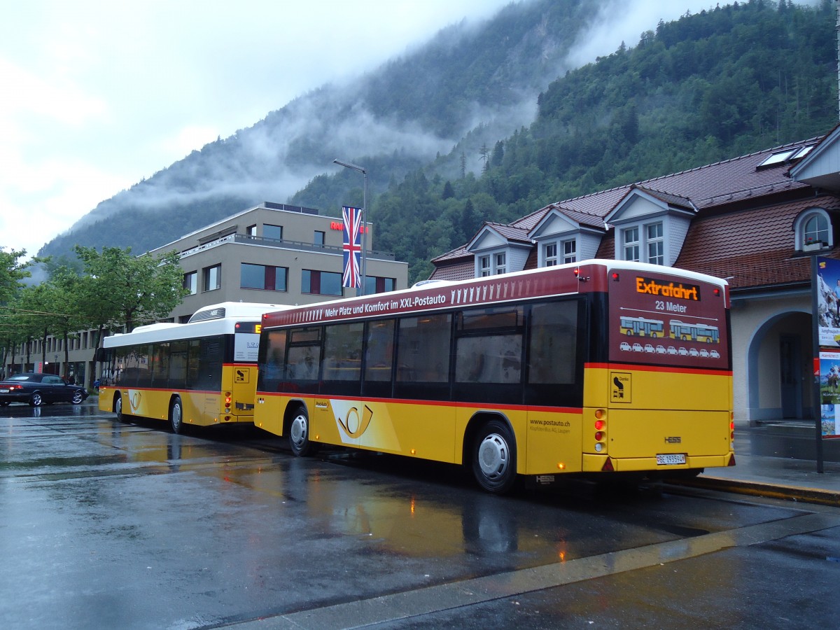 (145'510) - Klopfstein, Laupen - BE 193'594 - Lanz+Marti/Hess Personenanhnger am 29. Juni 2013 beim Bahnhof Interlaken Ost