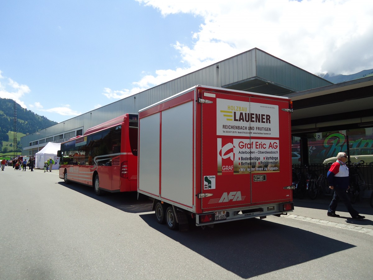 (145'563) - AFA Adelboden - Nr. 63/BE 495'607 - Zbinden Gepckanhnger (ex Nr. 5) am 30. Juni 2013 in Frutigen, 100 Jahre BLS 