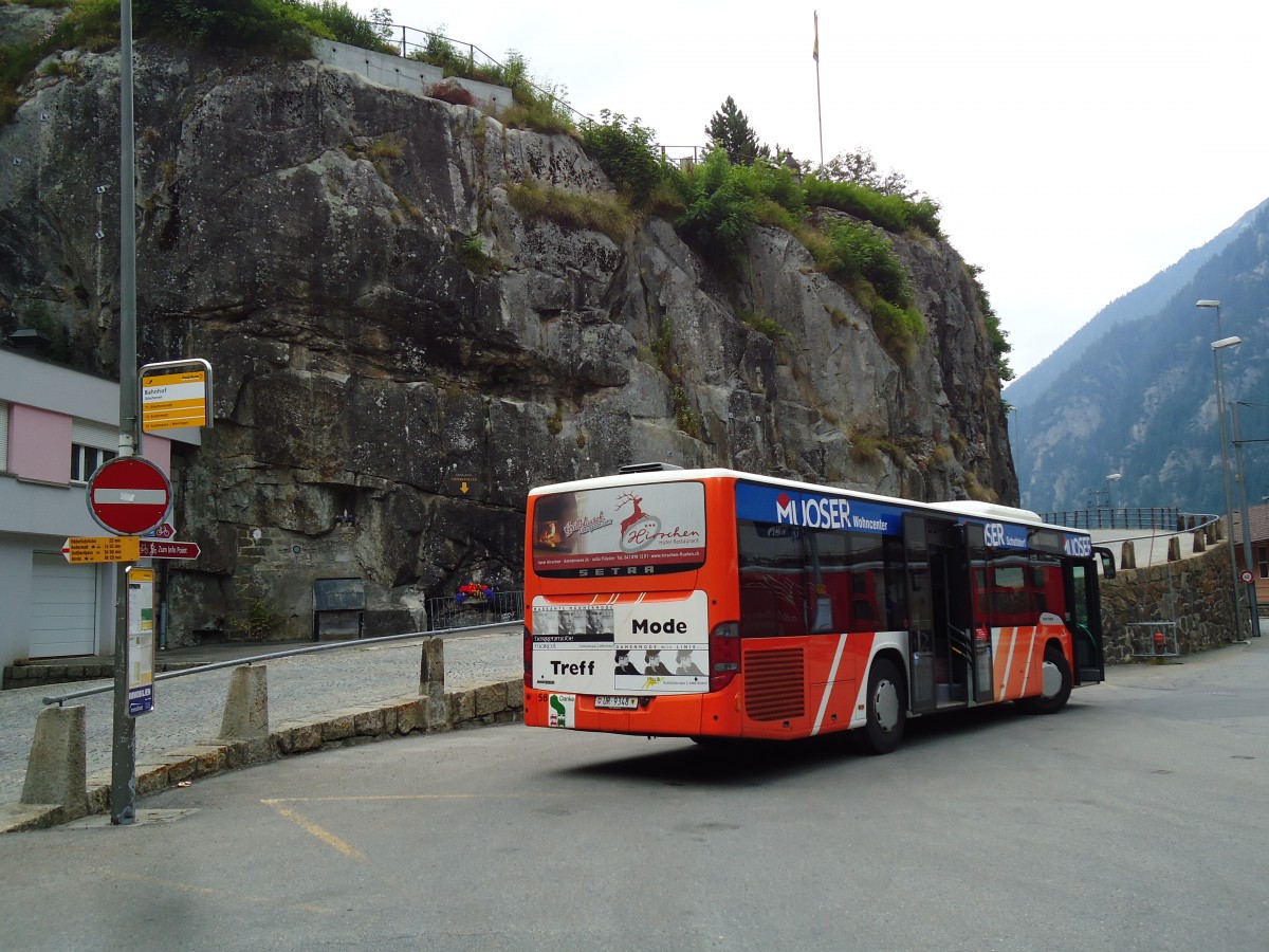 (145'984) - AAGU Altdorf - Nr. 58/UR 9348 - Setra am 20. Juli 2013 beim Bahnhof Gschenen