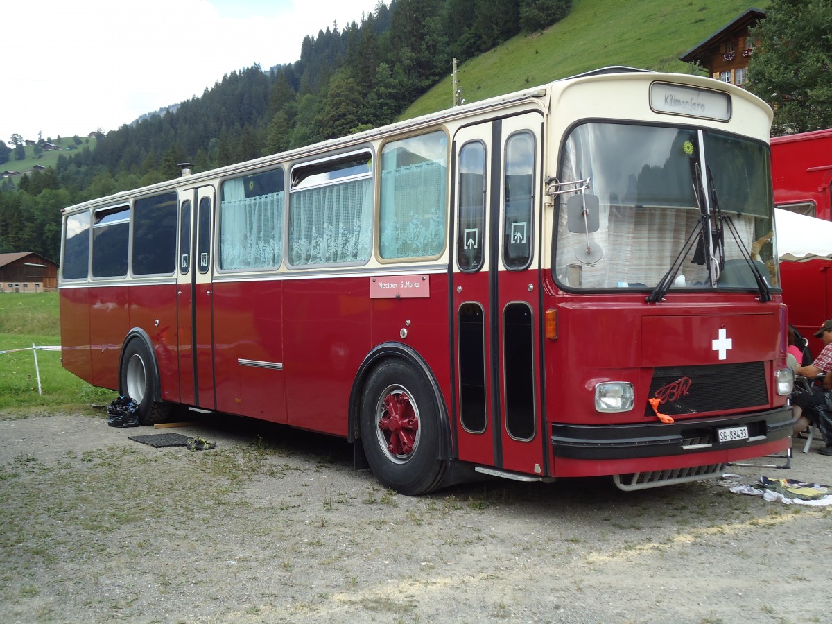 (146'341) - Liebi, Montlingen - SG 88'433 - FBW/Tscher (ex Wespe, Altsttten; ex P 24'804) am 17. August 2013 in Lenk, Metschbahnen