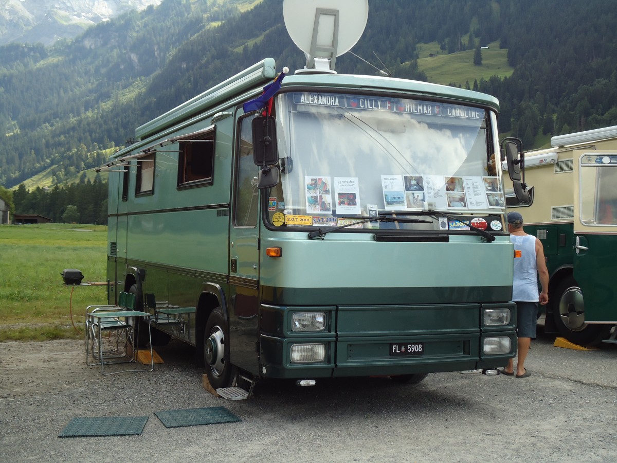 (146'399) - Aus Liechtenstein: Marxer, Schaan - FL 5908 - Magirus-Deutz am 17. August 2013 in Lenk, Metschbahnen