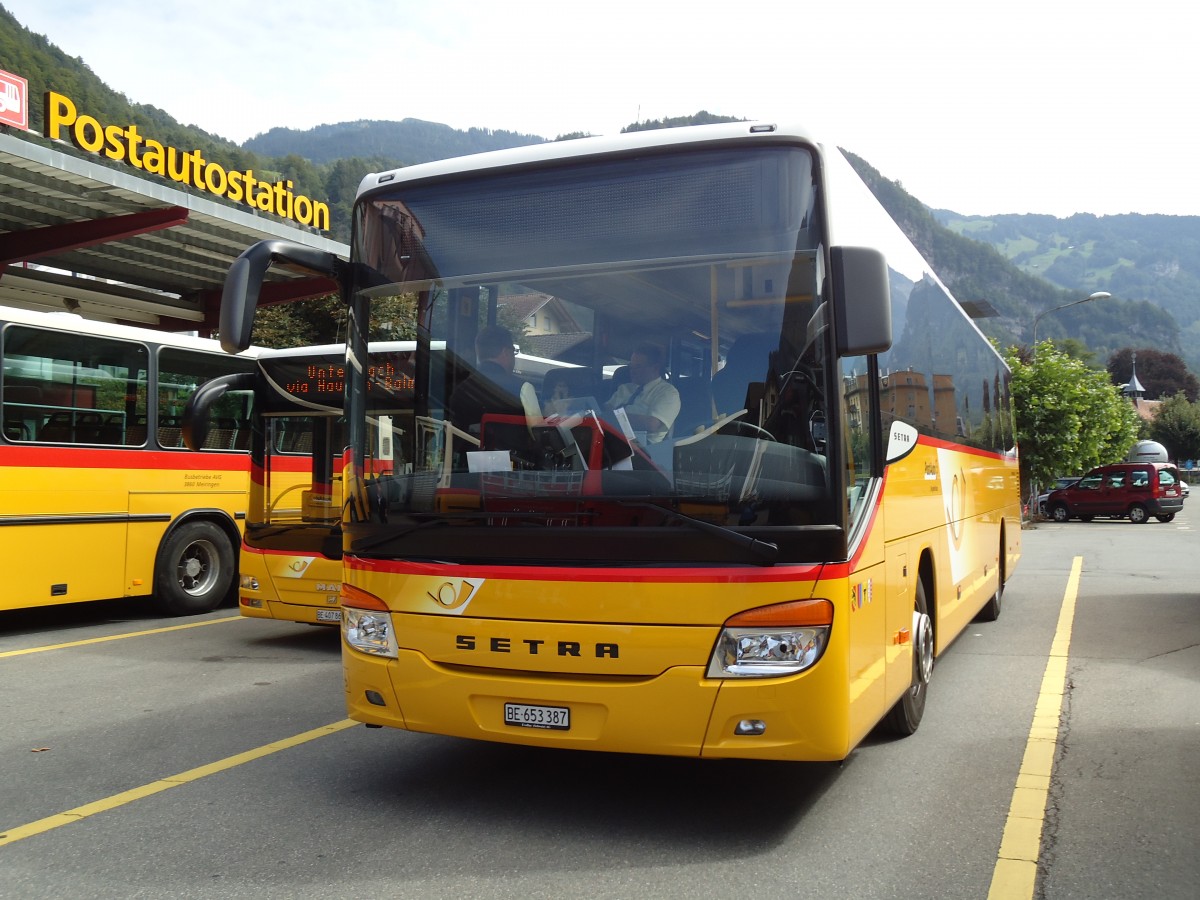 (146'985) - PostAuto Bern - BE 653'387 - Setra am 2. September 2013 in Meiringen, Postautostation