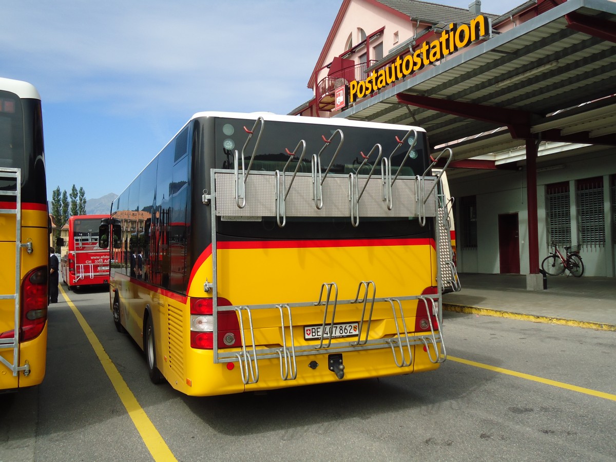 (146'991) - AVG Meiringen - Nr. 62/BE 407'862 - MAN/Gppel am 2. September 2013 in Meiringen, Postautostation