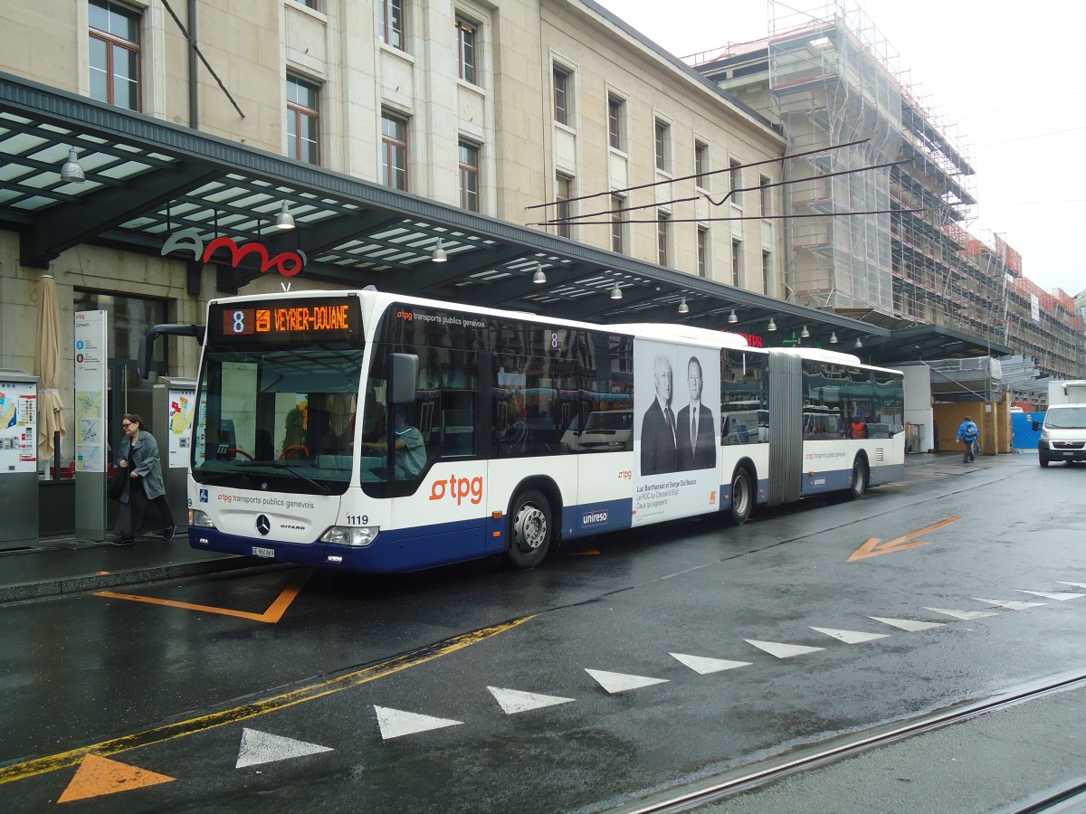 (147'203) - TPG Genve - Nr. 1119/GE 960'869 - Mercedes am 16. September 2013 beim Bahnhof Genve