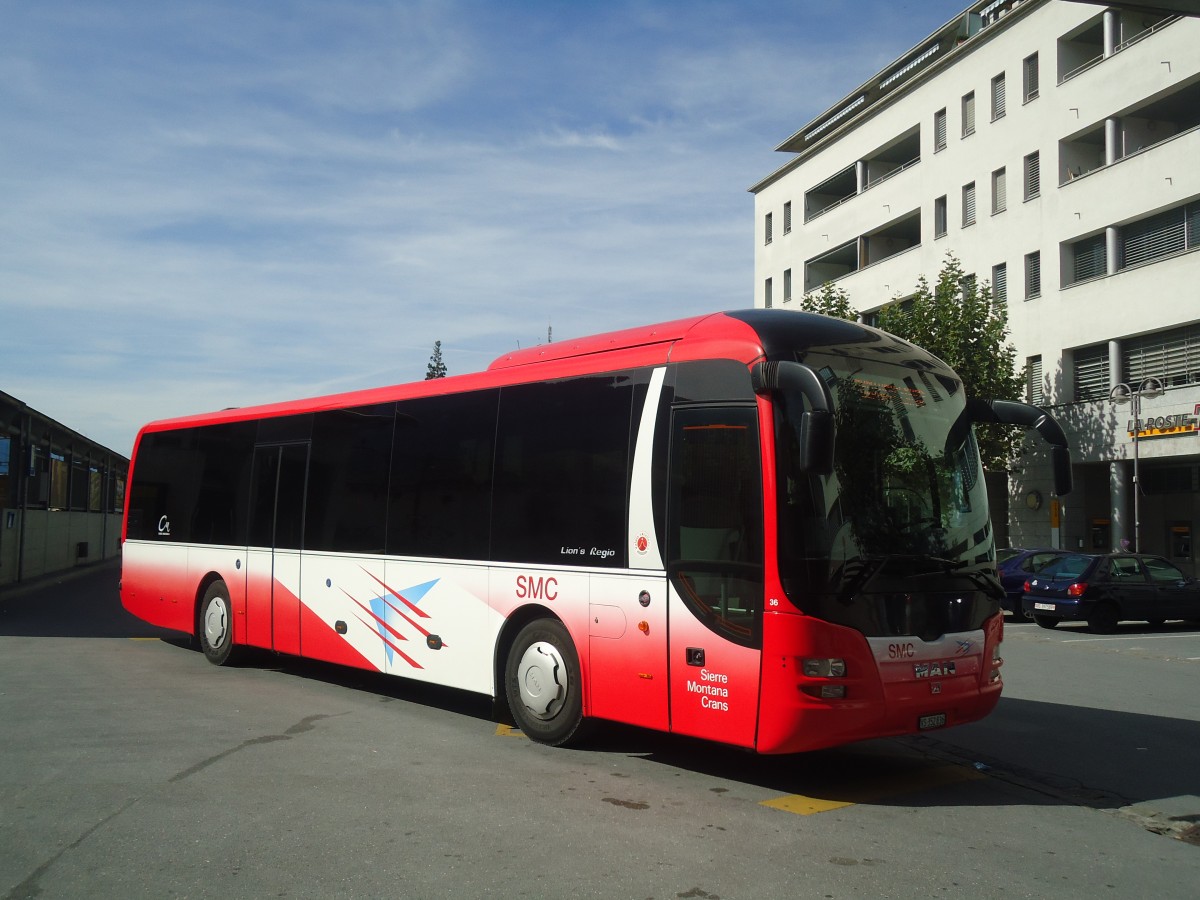 (147'312) - SMC Montana - Nr. 36/VS 352'836 - MAN am 22. September 2013 beim Bahnhof Sierre