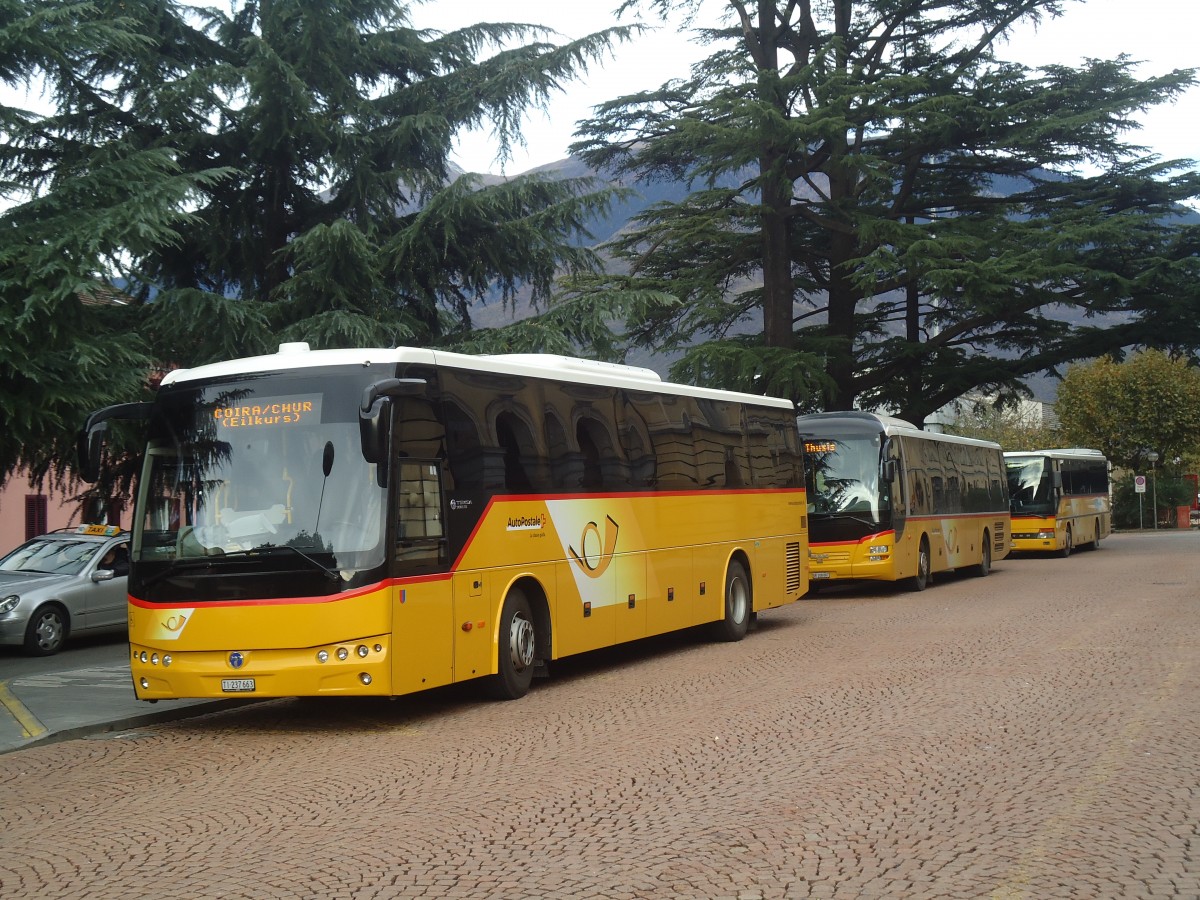 (147'672) - AutoPostale Ticino - TI 237'663 - Temsa am 5. November 2013 beim Bahnhof Bellinzona