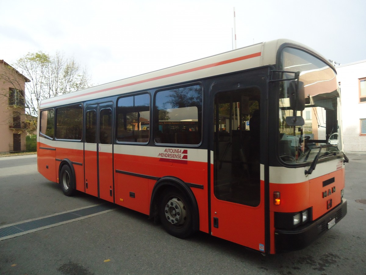 (147'815) - AMSA Chiasso - Nr. 9/TI 219'609 - MAN/Lauber (ex Berger, Rthenbach) am 6. November 2013 in Balerna, Rimessa