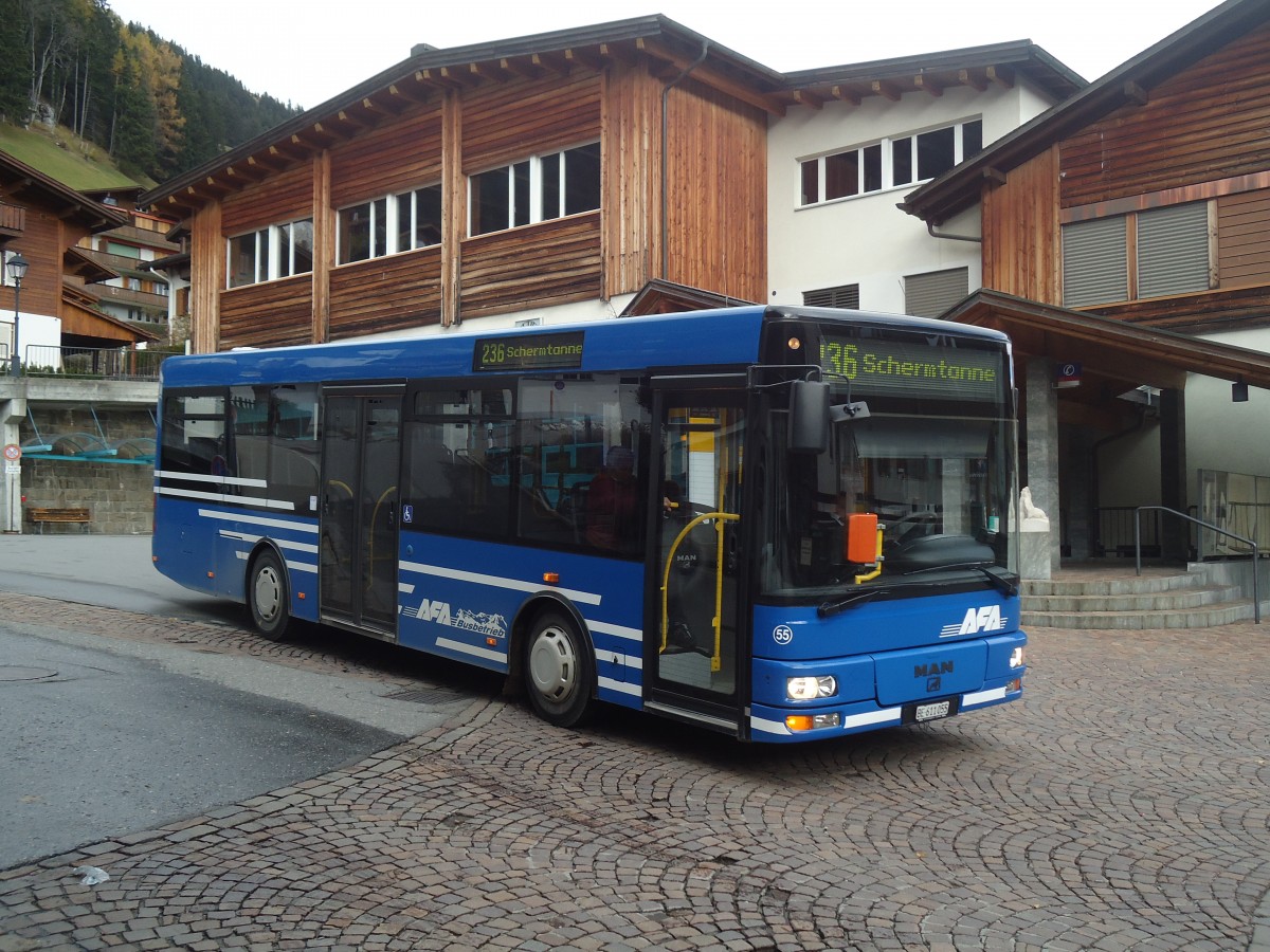 (148'028) - AFA Adelboden - Nr. 55/BE 611'055 - MAN/Gppel am 9. November 2013 beim Autobahnhof Adelboden