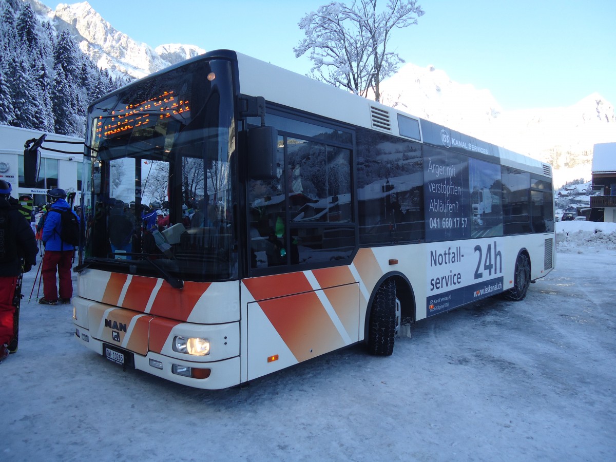 (148'512) - EAB Engelberg - Nr. 4/OW 10'265 - MAN/Gppel (ex AAGU Altdorf Nr. 55; ex Schultz, D-Herxheim) am 27. Dezember 2013 in Engelberg, Titlisbahnen